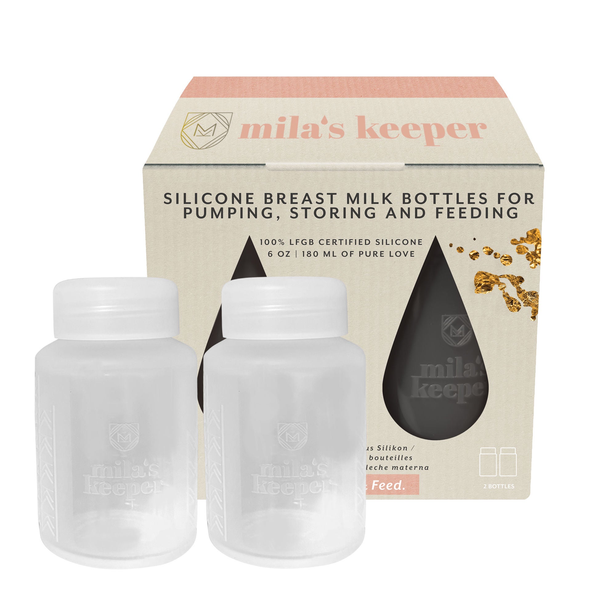 Mila's Keeper - SBWHI1-C30 Breast Milk Storage Container with Standard Neck Mila's Keeper 6 oz. Silicone Aspen White