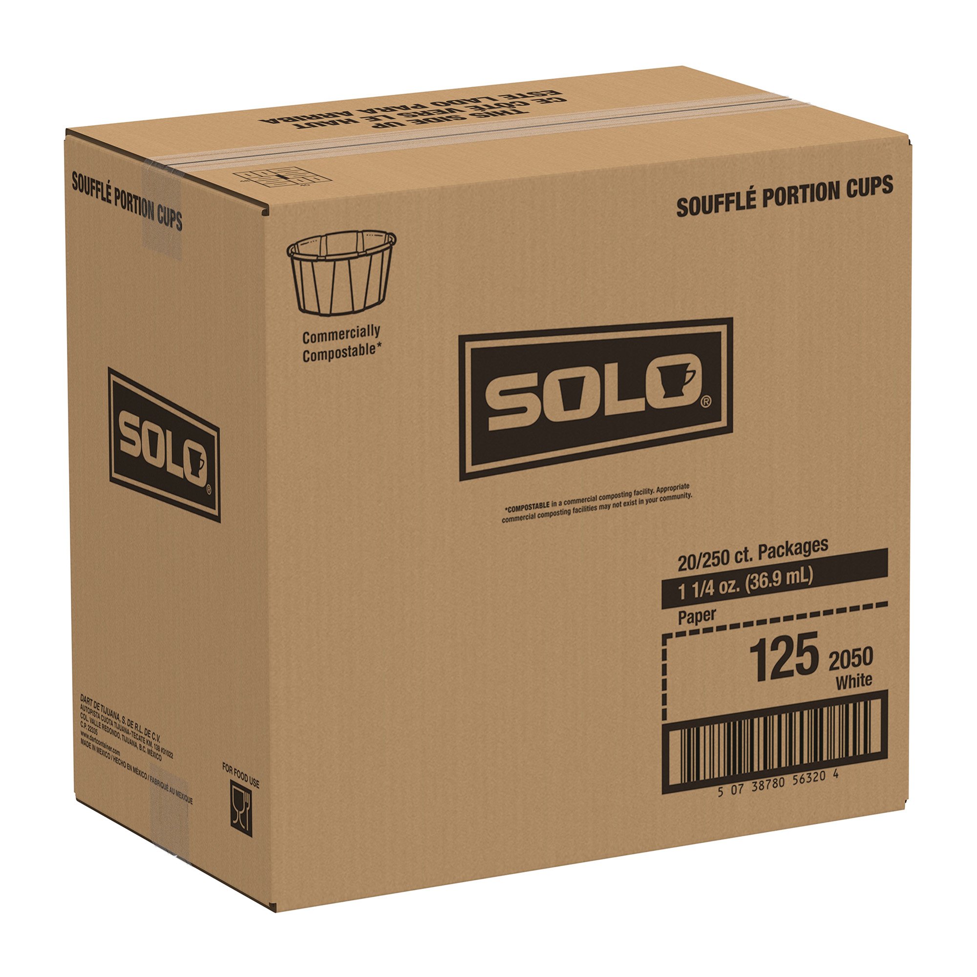 RJ Schinner Co 125-2050 - Solo Paper Soufflé Cup, White, 1.25-ounce capacity - 250/Sleeve, 5000/Case