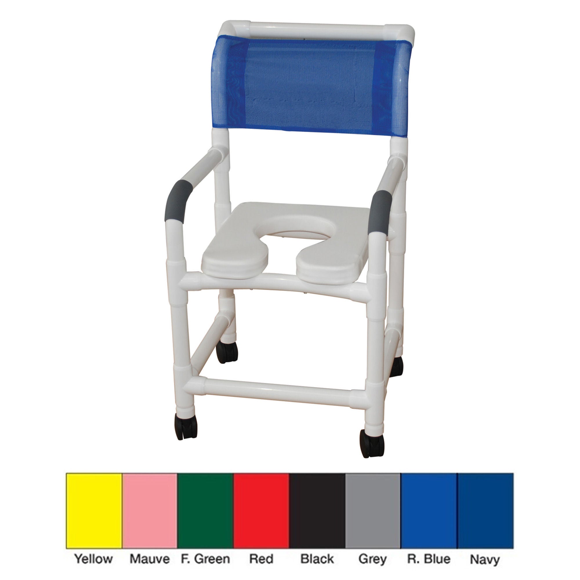 MJM International - 118-3TW-SSDE Shower Chair MJM International PVC Frame 18 Inch Seat Width 300 lbs. Weight Capacity
