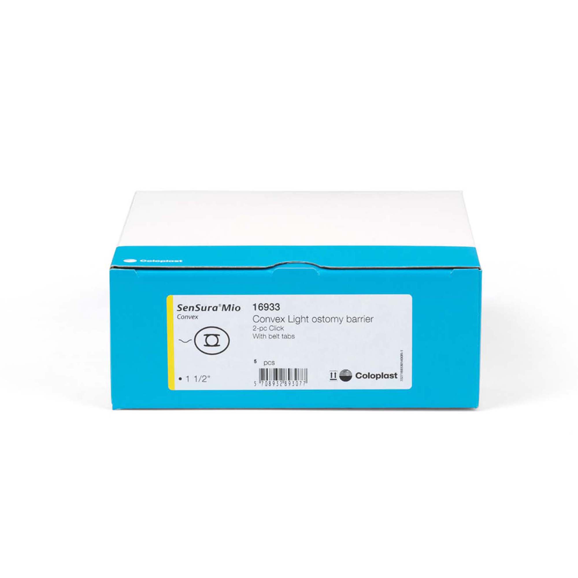 Coloplast 16933 - SenSura® Mio Click Convex Light Ostomy Barrier, 38 mm Stoma Opening, Yellow - 5/Box