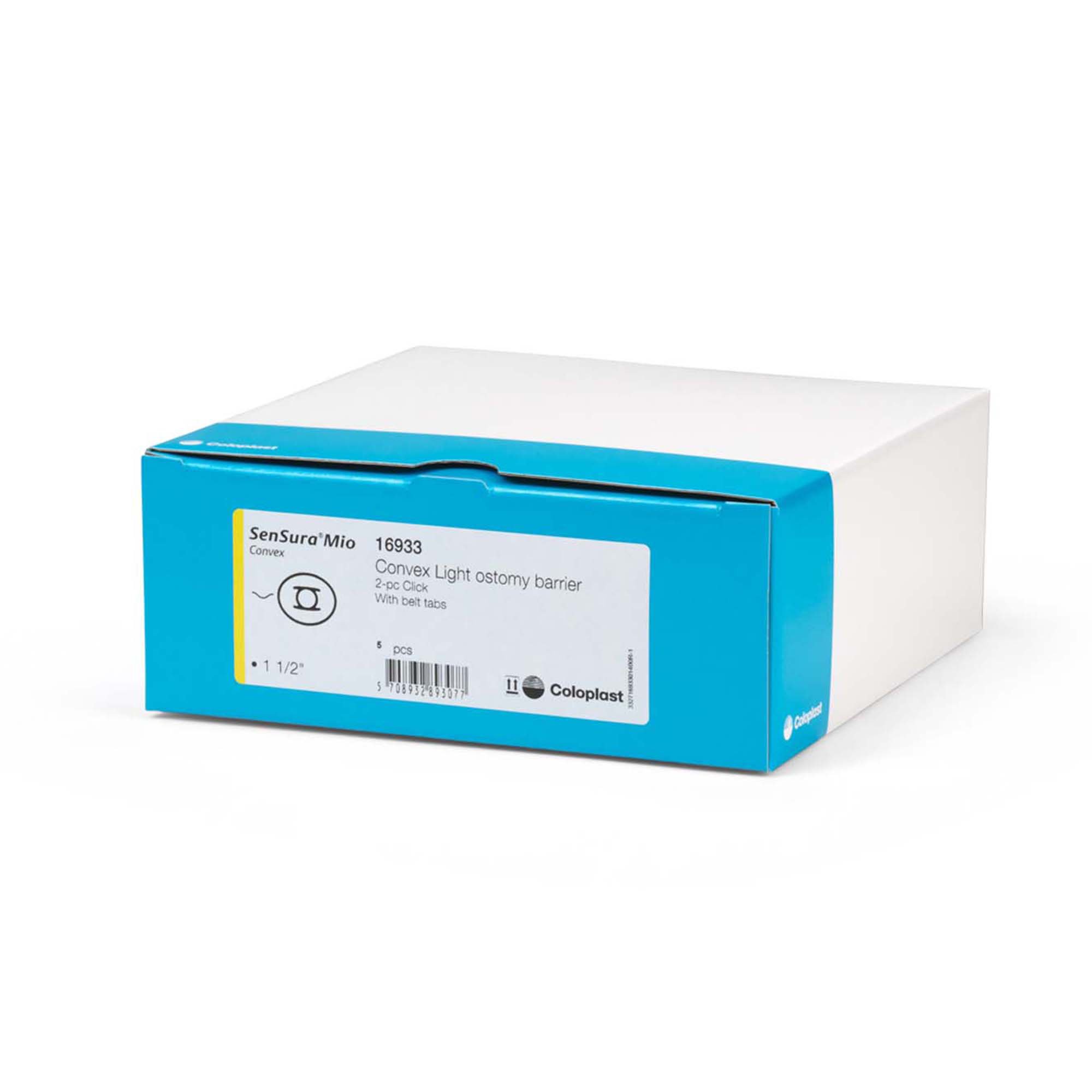 Coloplast 16933 - SenSura® Mio Click Convex Light Ostomy Barrier, 38 mm Stoma Opening, Yellow - 5/Box