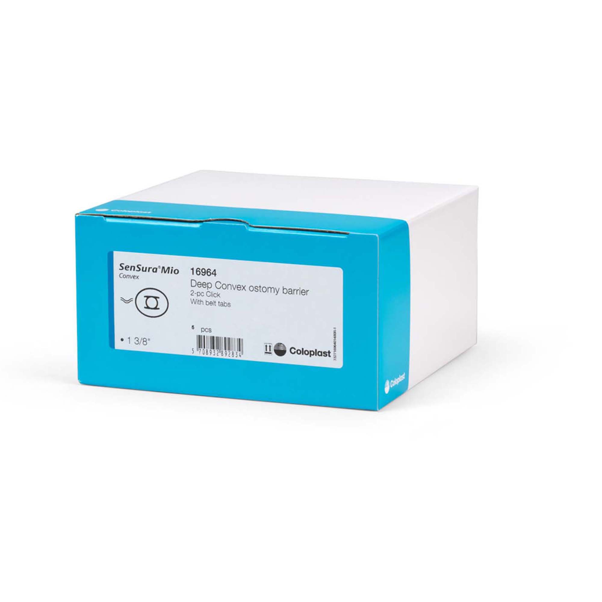 Coloplast 16964 - SenSura® Mio Click Convex Deep Ostomy Barrier, 35 mm Stoma Opening, Blue Match - 5/Box