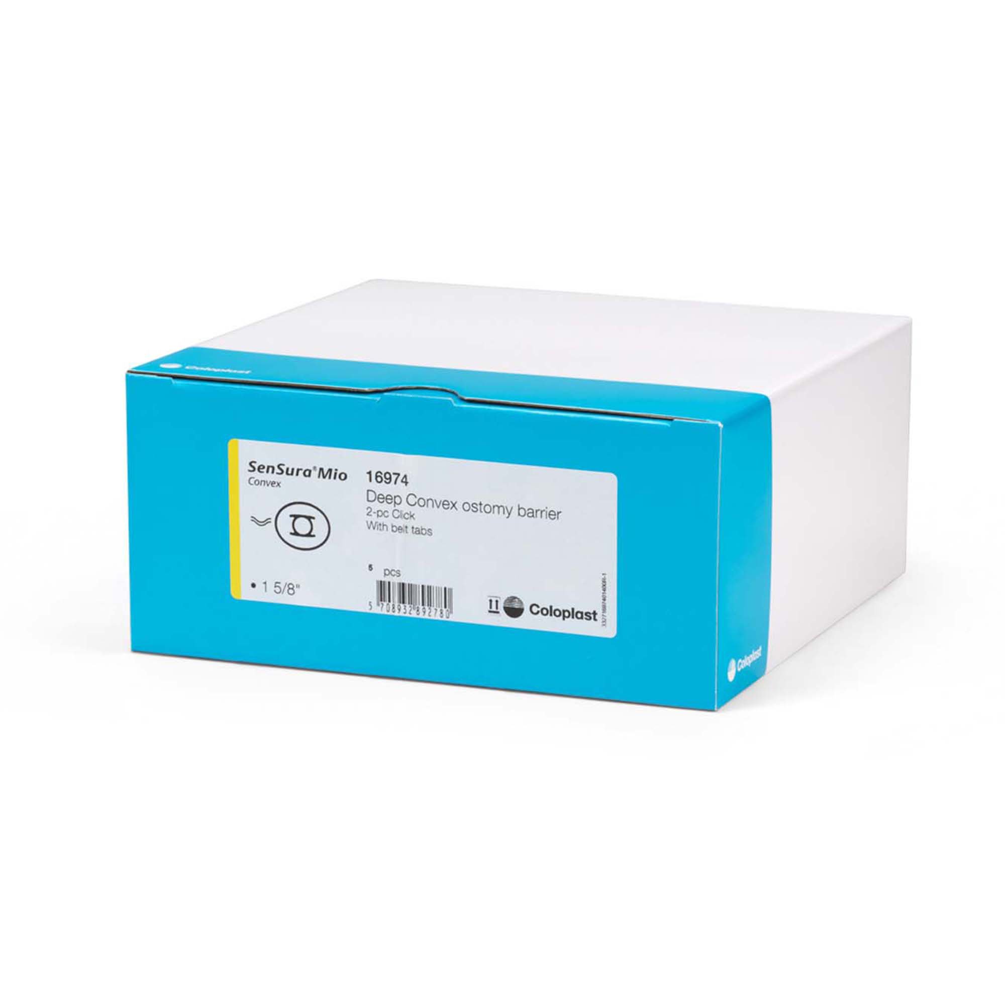 Coloplast 16974 - SenSura® Mio Click Convex Deep Ostomy Barrier, 41 mm Stoma Opening, Yellow Match - 5/Box