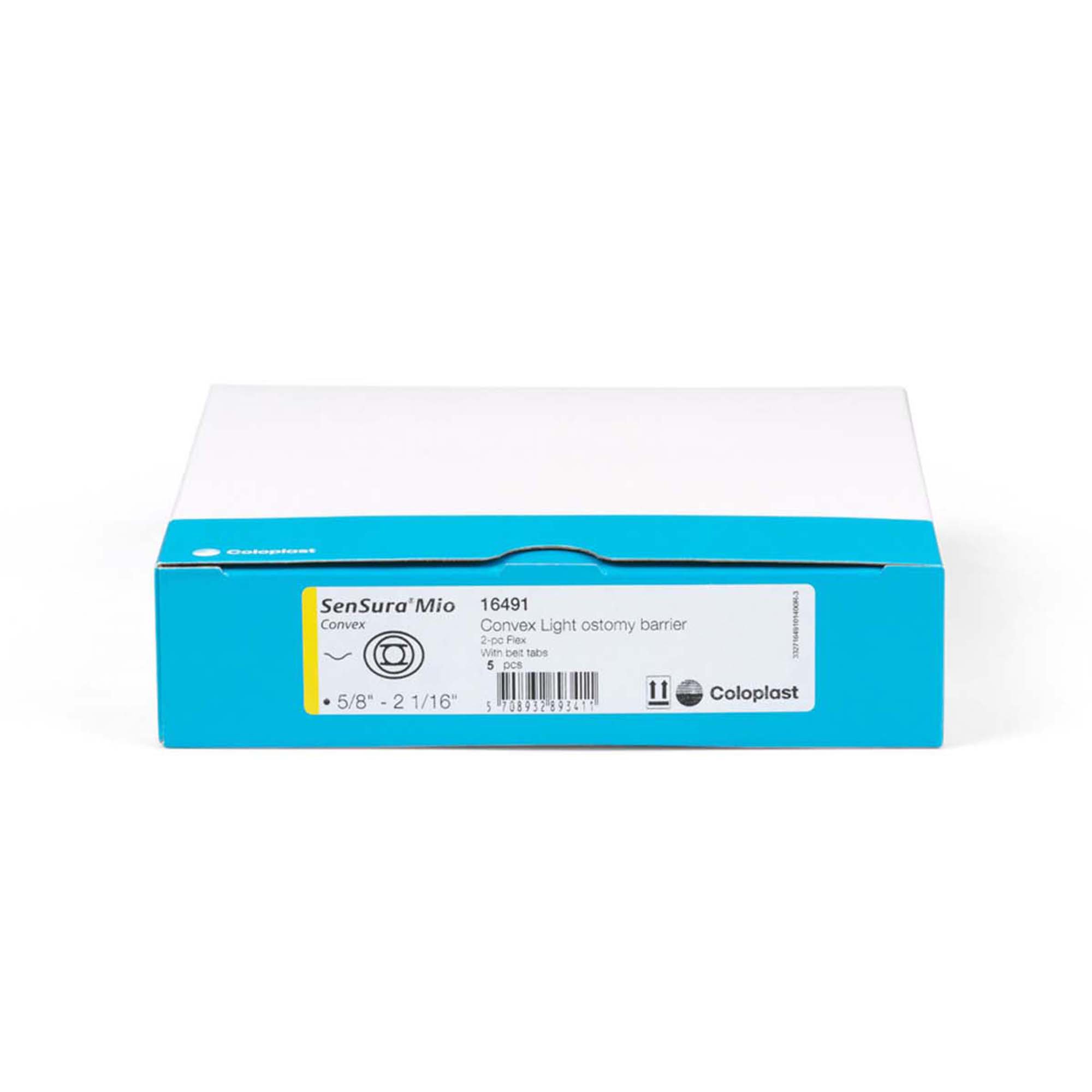 Coloplast 16491 - SenSura® Mio Convex Flex Ostomy Barrier, Trim to fit 15 – 33 mm Stoma Opening - 5/Box