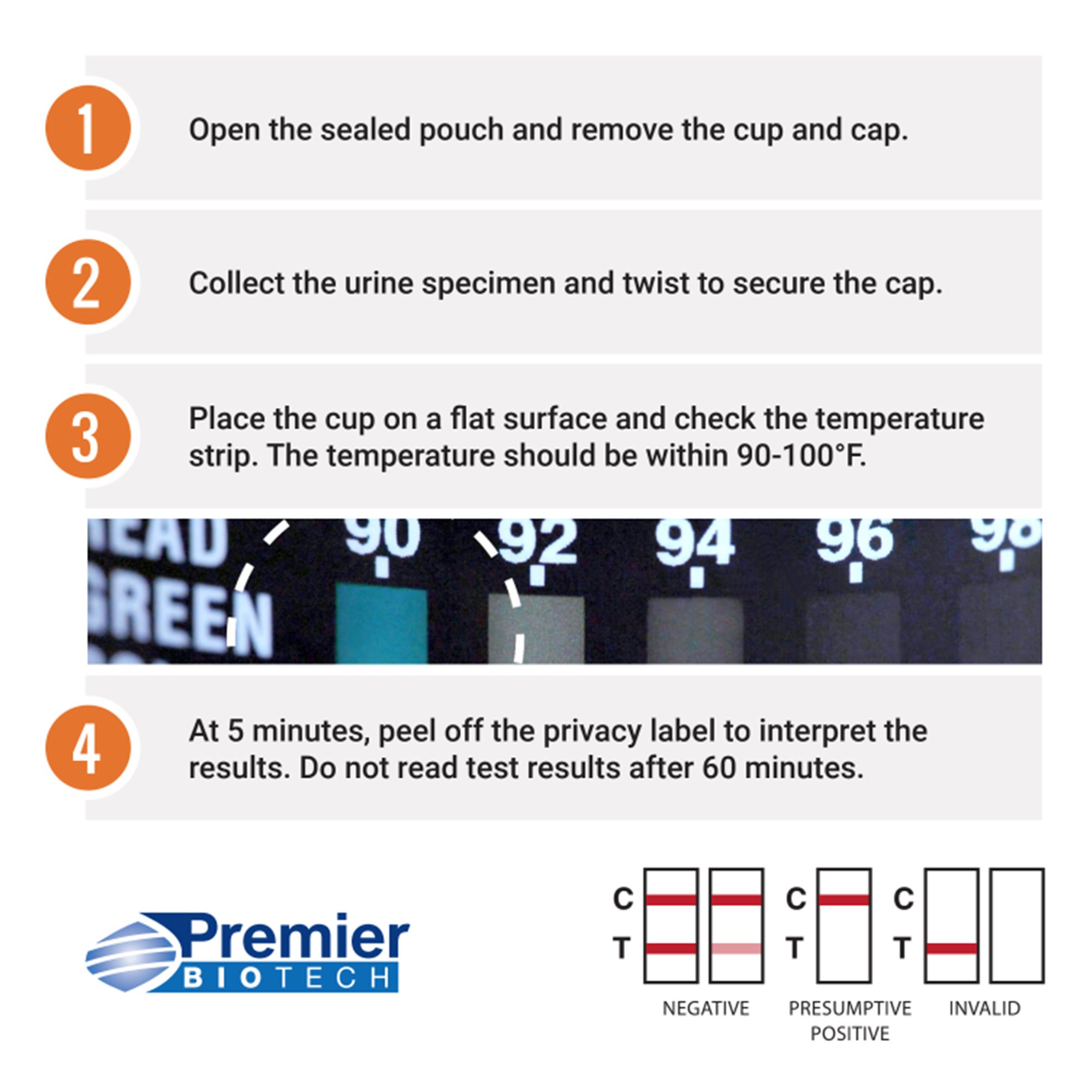Premier Biotech PCA-12CW-LC - Premier Bio-Cup 12-Drug Panel Drugs of Abuse Test - 25/Case