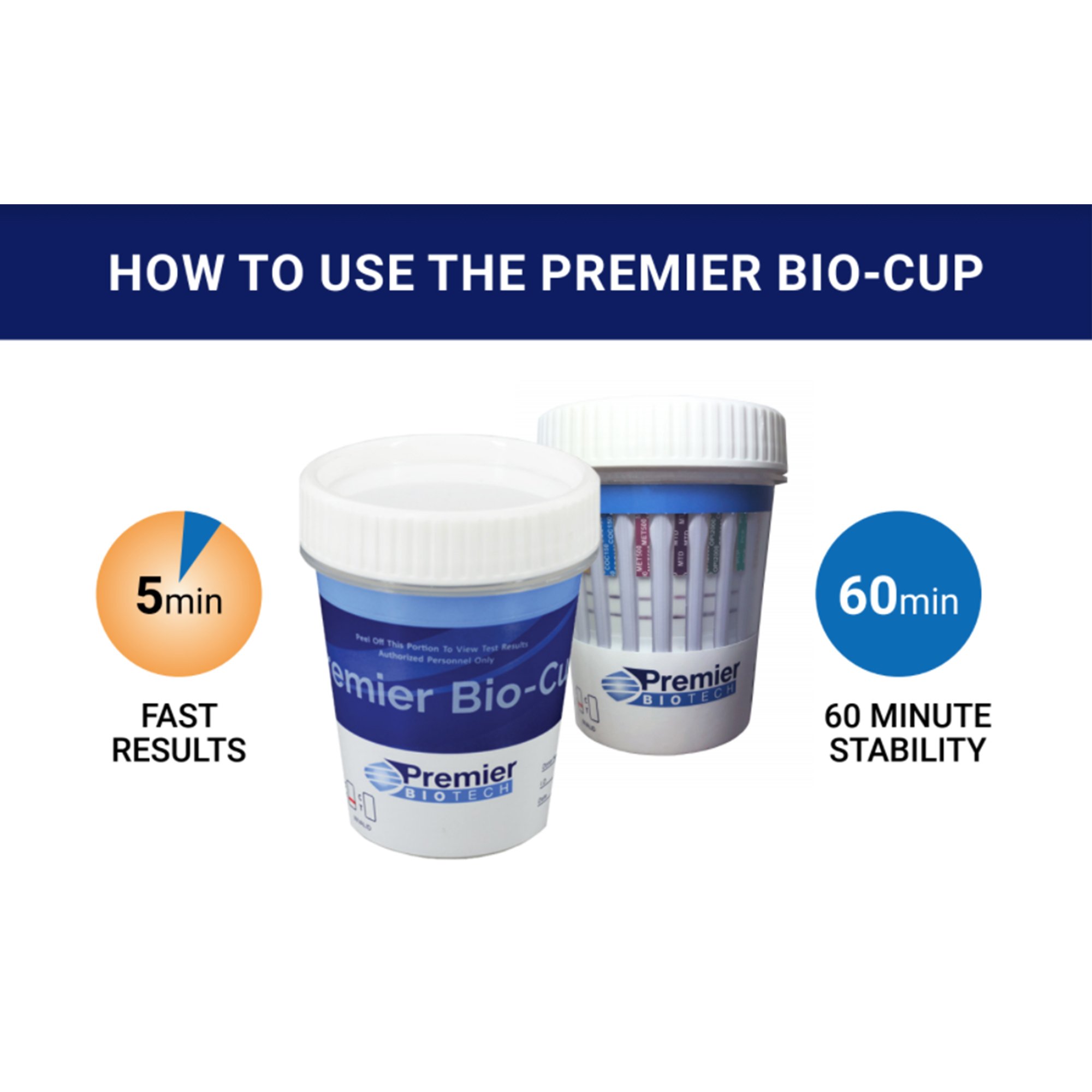 Premier Biotech PCA-12CW-LC - Premier Bio-Cup 12-Drug Panel Drugs of Abuse Test - 25/Case