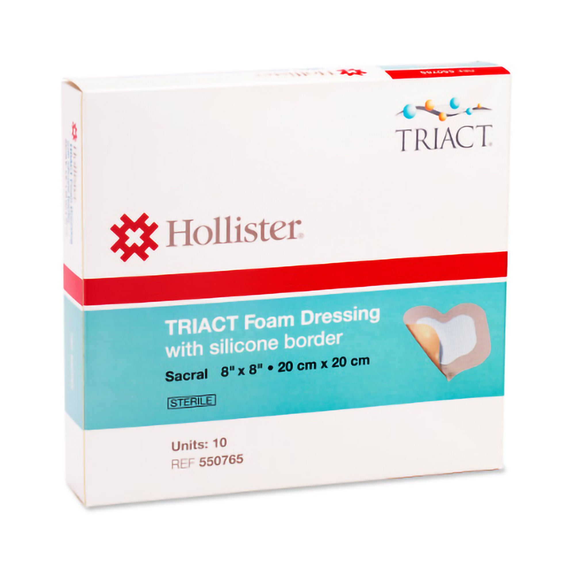 Urgo Medical North America LLC - 550765 Foam Dressing TRIACT 8 X 8 Inch With Border Waterproof Backing Silicone Adhesive Sacral Sterile