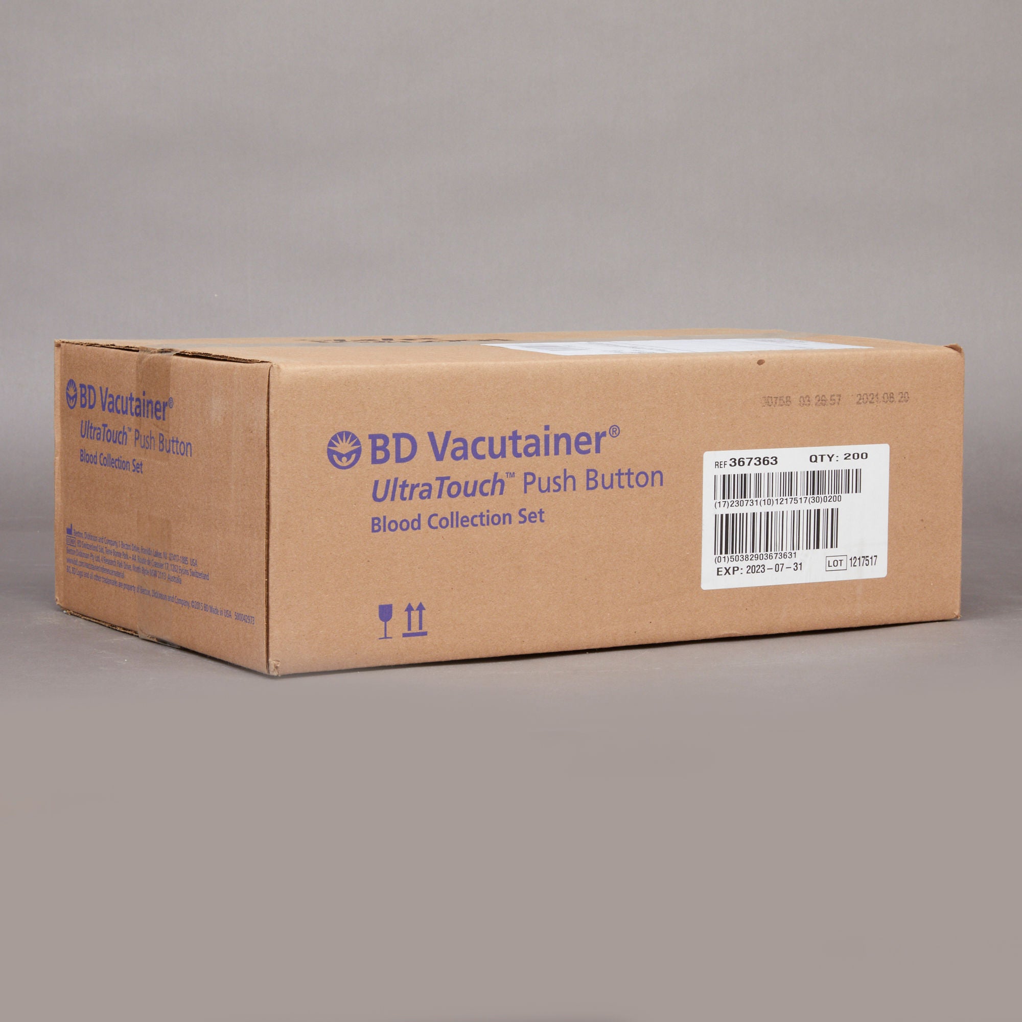 BD - 367363 BD Vacutainer® UltraTouch™ Push Button Blood Collection Set 25 Gauge 3/4 Inch Needle Length Safety Needle 12 Inch Tubing Sterile