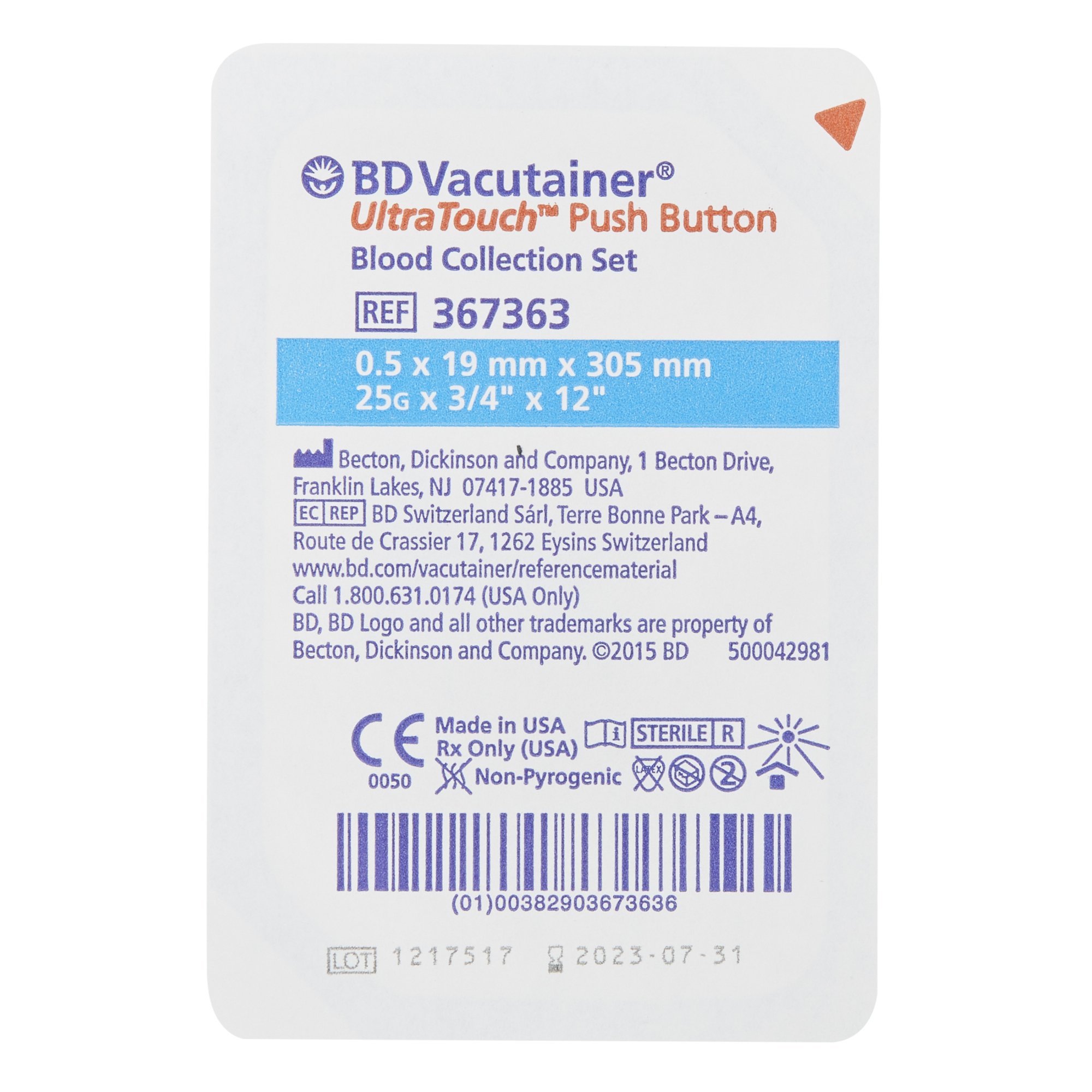 BD Vacutainer UltraTouch Push Button Blood Collection Set 367363 by BD