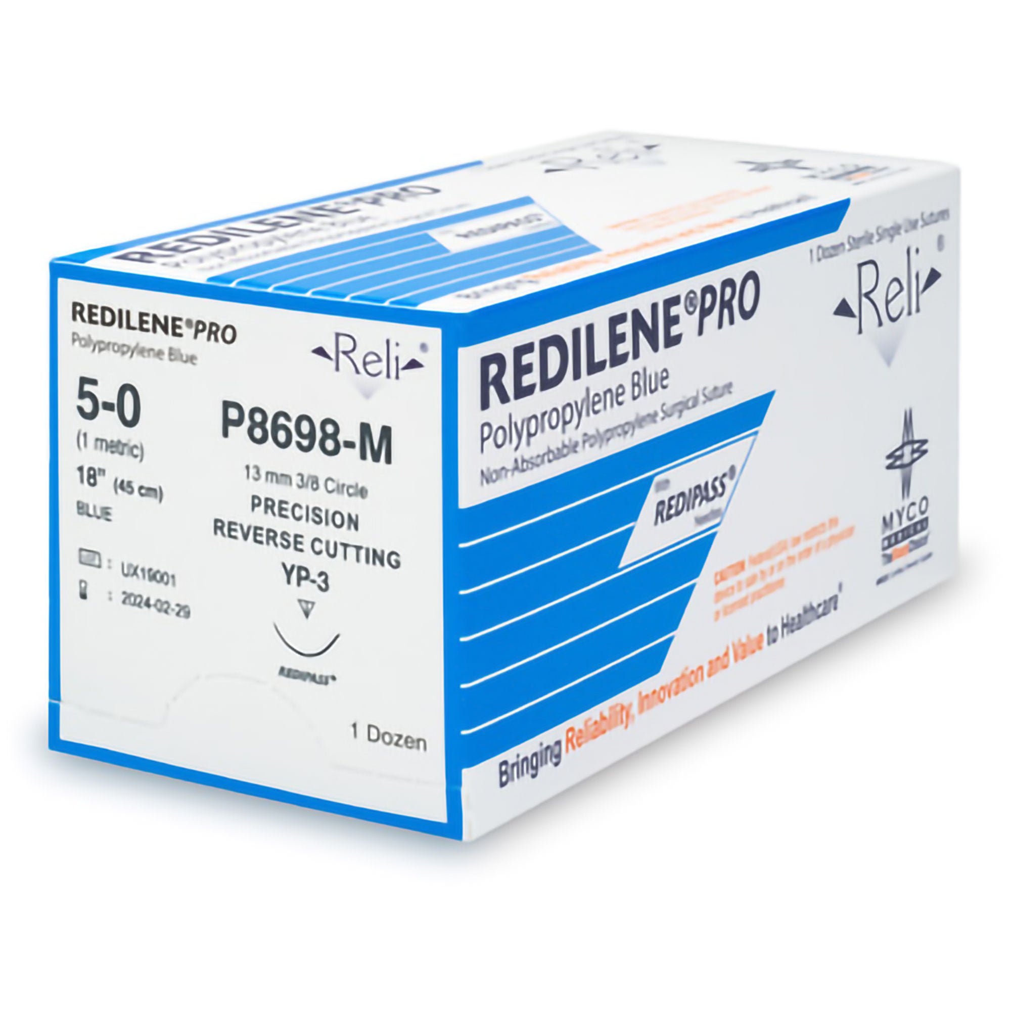 Myco Medical Supplies - P8698-M Reli® Redilene™ Suture with Needle