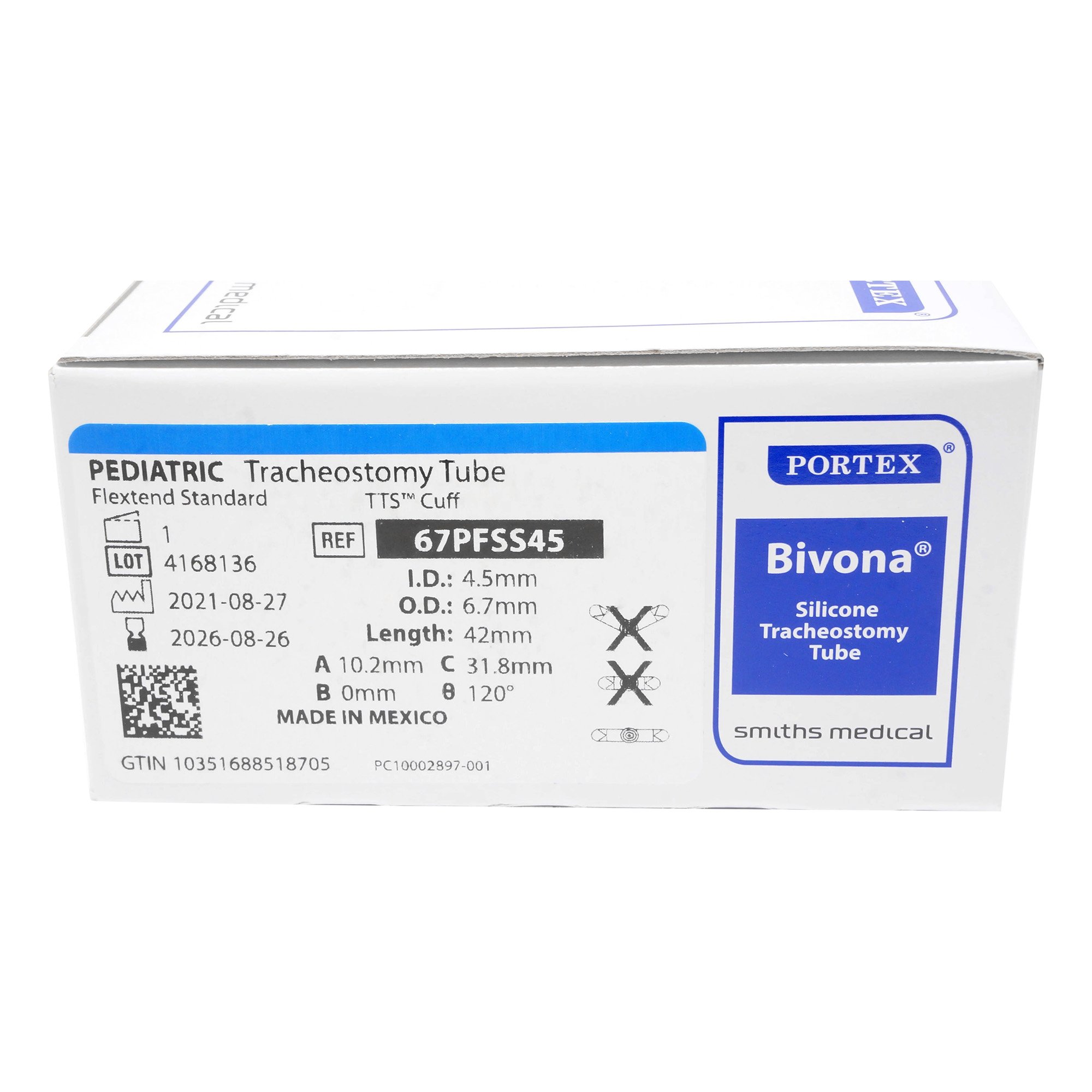 ICU Medical FKA Smiths Medical - 67PFSS45 Bivona® FlexTend™ TTS™ Tracheostomy Tube