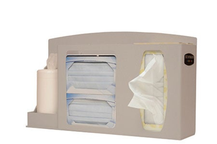 Bowman Manufacturing - BD112-0012 Hygiene Dispensing Station BOWMAN® Floor Stand Quartz Beige 18.00 X 18.00 X 55.86 Inch ABS Plastic / Cold Rolled Steel / PETG Plastic