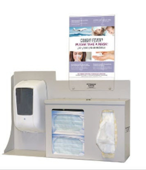 Bowman Manufacturing - BD205-0012 Hygiene Dispensing Station BOWMAN® Surface Mount Quartz Beige 5.00 X 22.25 X 24.42 Inch Aluminum / PETG Plastic