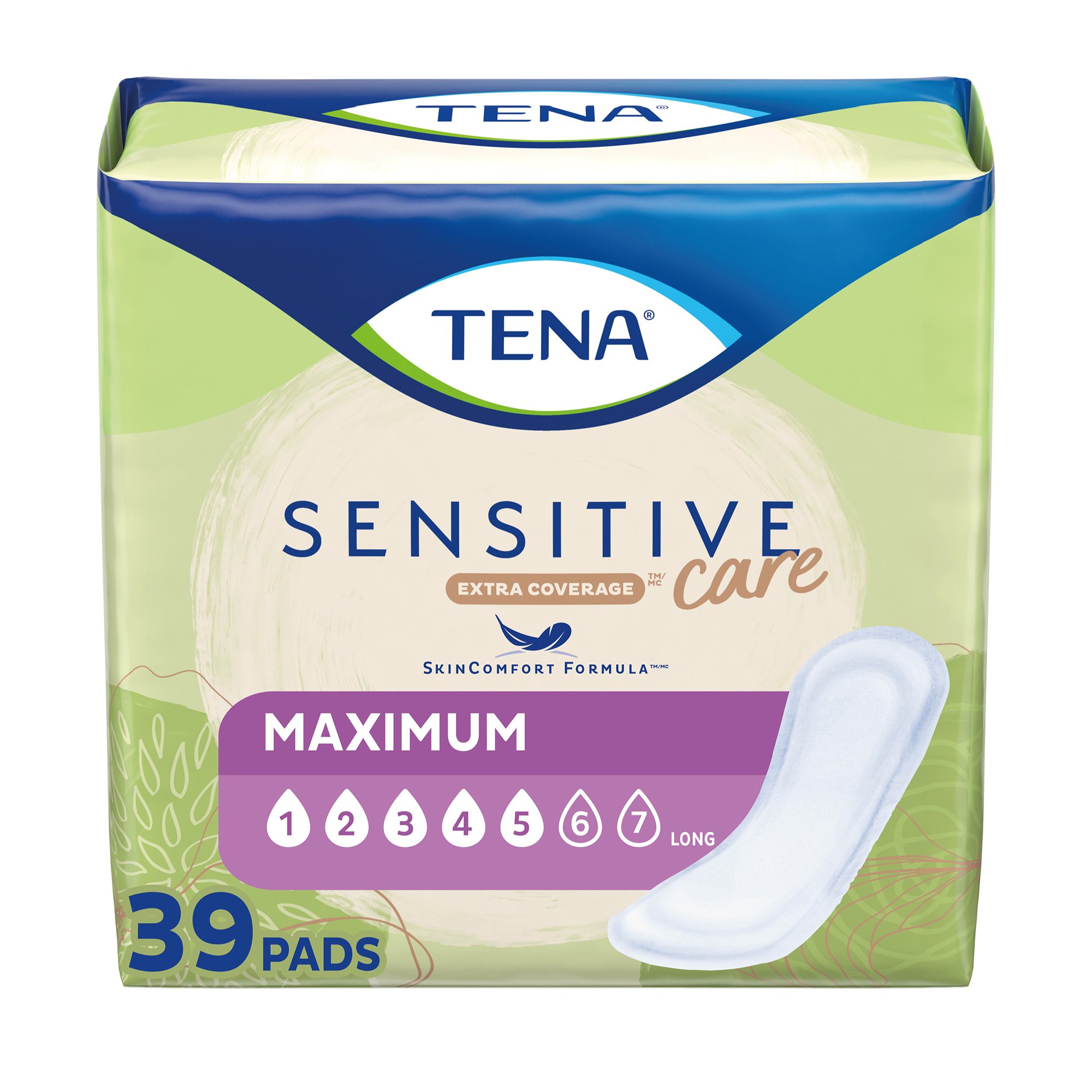TENA Sensitive Care Maximum Extra Coverage Long Bladder Control Pad 54295 by Essity HMS North America