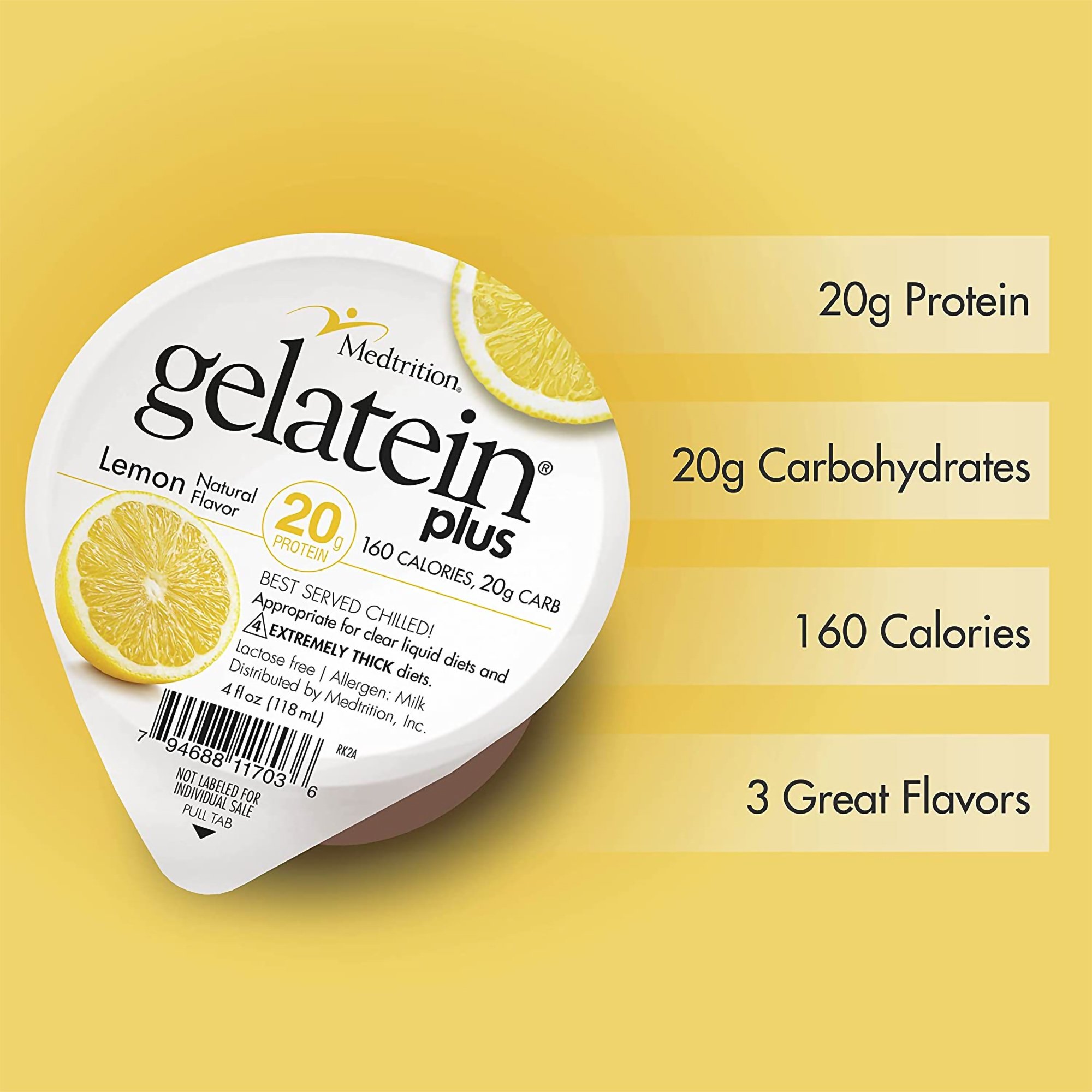 Medtrition-National Nutrition 11703 - Gelatein® Plus Lemon High Protein Gelatin, 4-ounce cup - 1/Each, 36/Case