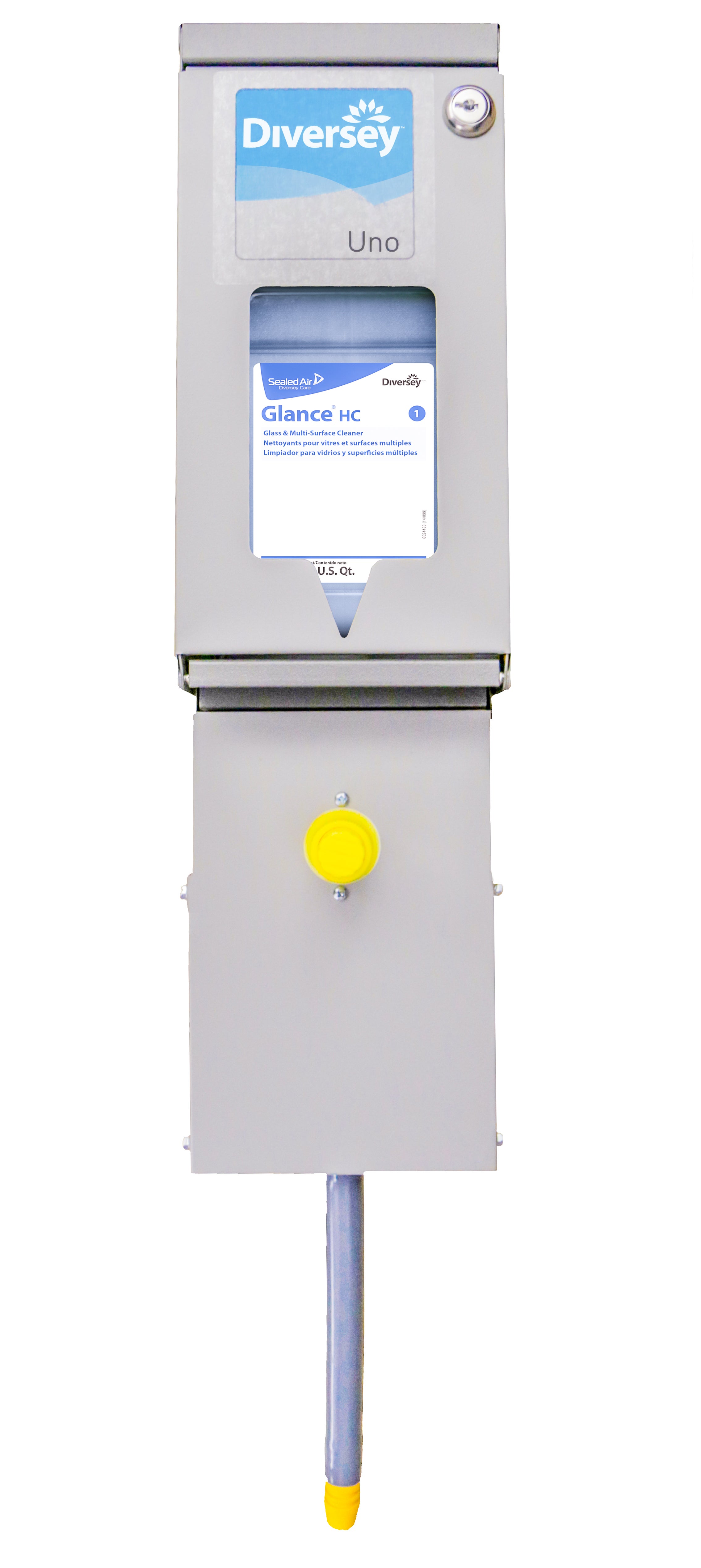 Essendant Co-United Stationers - DVS5753036 Chemical Dispenser Diversey™ J-Fill® Uno™ Gray Stainless Steel Push Button Wall Mount