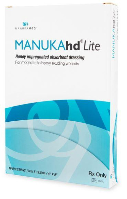 Manukamed - MM0031 Honey Impregnated Wound Dressing MANUKAhd Lite® Rectangle 4 X 5 Inch Sterile