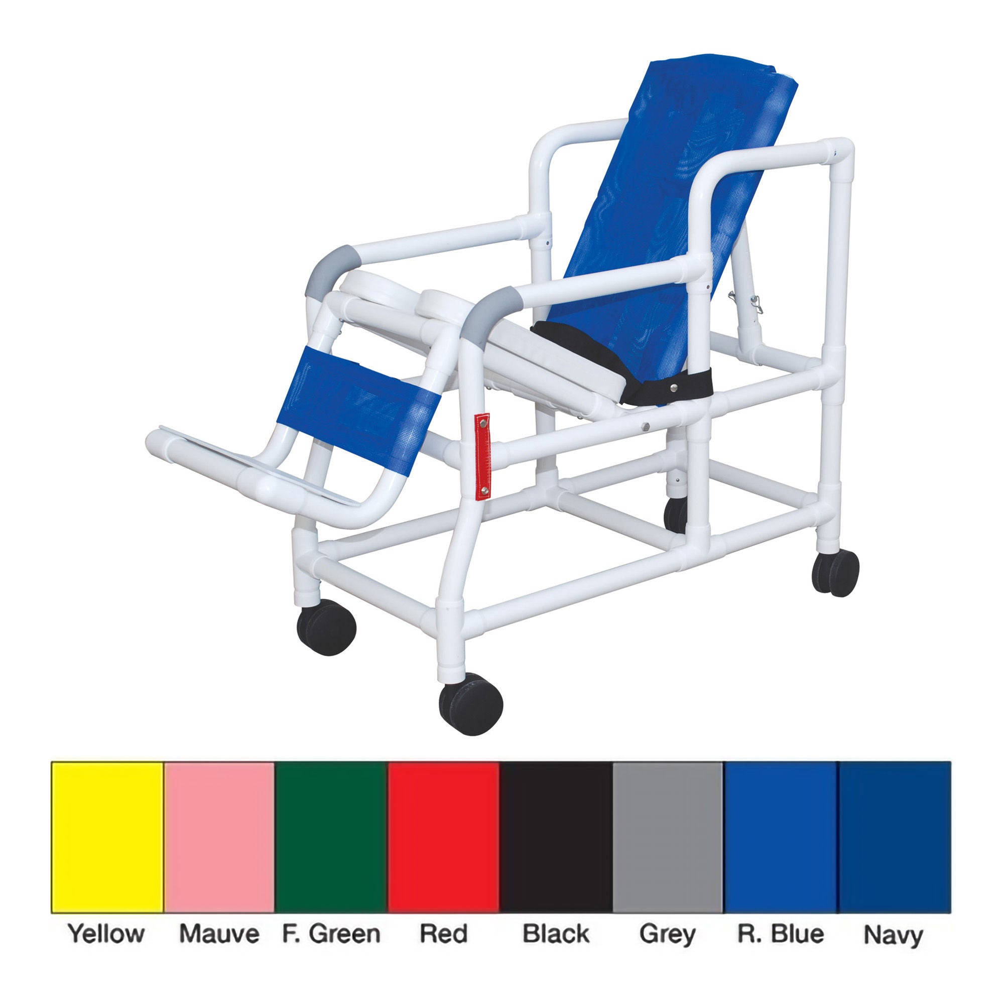 MJM International - 193-TIS-PED Shower Chair Tilt-N-Space Drop Arms PVC Frame Reclining Backrest 175 lbs. Weight Capacity