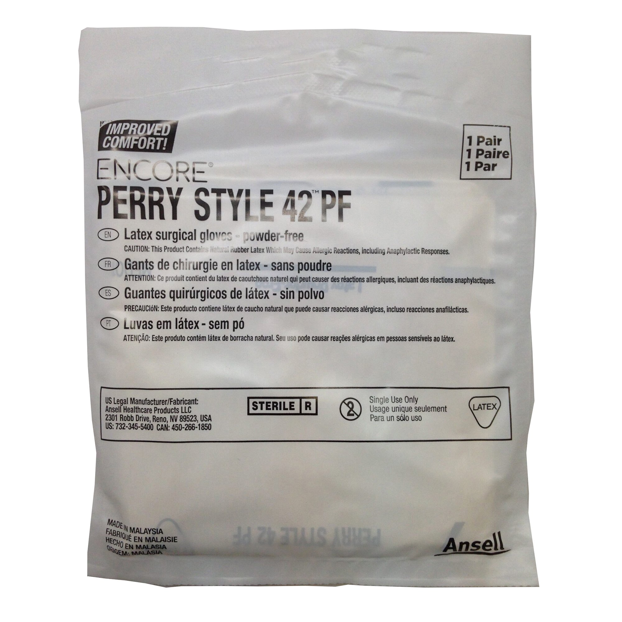 Ansell 5711104PF - Encore® Perry® Style 42® PF Latex Surgical Glove, Size 7.5, Natural - 50/Box, 200/Case