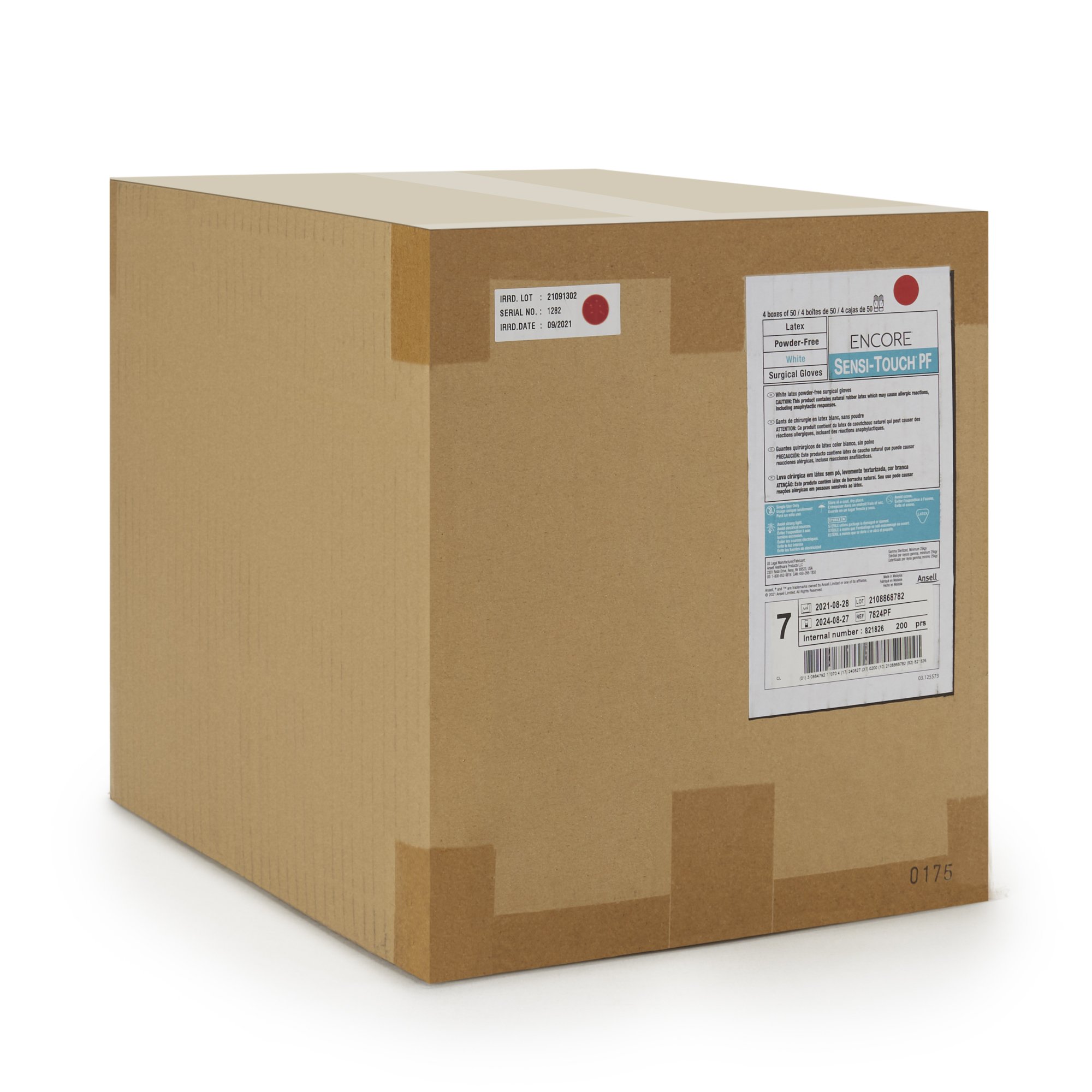 Ansell 7824PF - Encore® Sensi-Touch® PF Latex Surgical Glove, Size 7, Natural - 50/Box, 200/Case