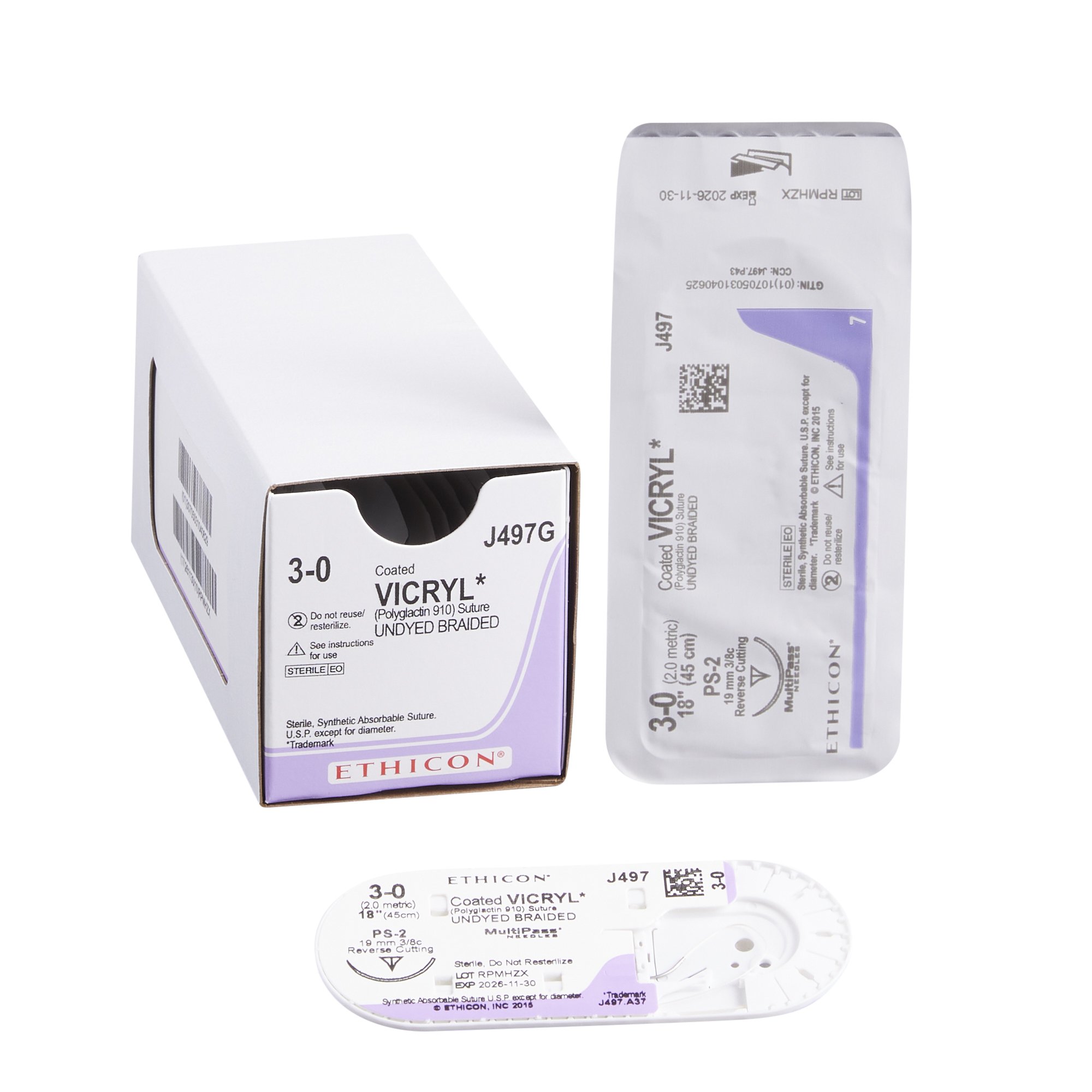 J & J Healthcare Systems - J497G Coated Vicryl™ Suture with PS-2 Needle