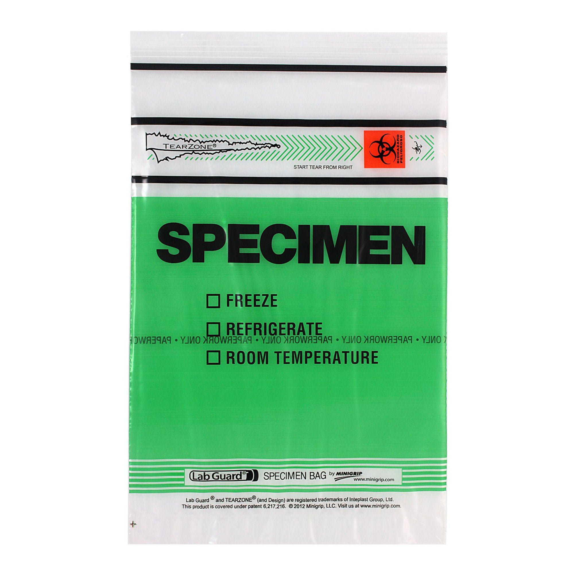Minigrip - MGTZ69GRN Lab Guard® Specimen Transport Bag