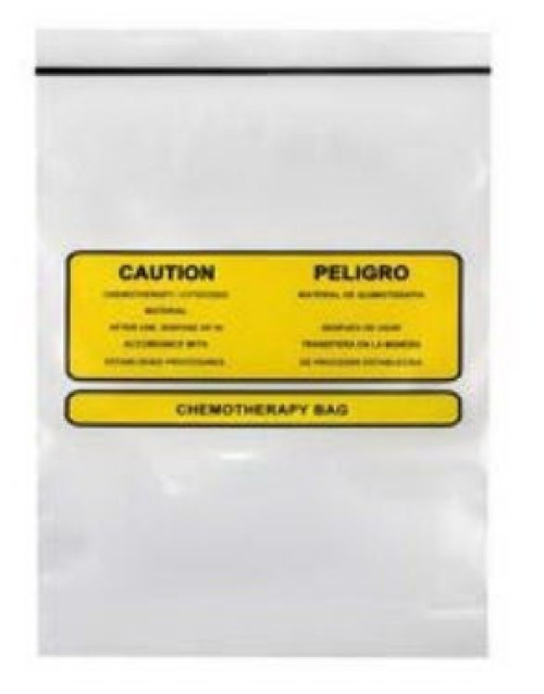 Medegen Medical Products LLC - VMGCHEMO1215 Hazardous Drug Bag Caution Chemotherapy Material / After Use Dispose of in Accordance with Established Procedures / Chemotherapy Bag Clear / Yellow 12 X 15 Inch