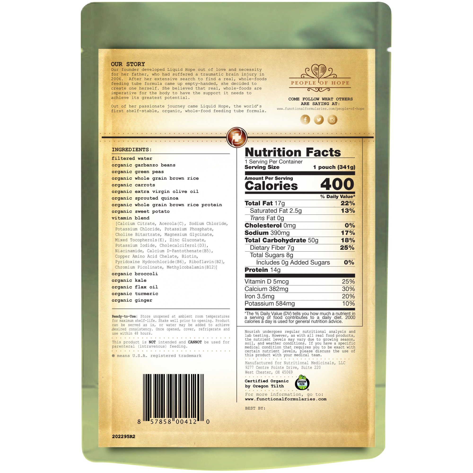 Nutritionals Medicinals - 212797 Nourish™ Vegetable / Rice Pediatric Complete Plant Based Nutrition