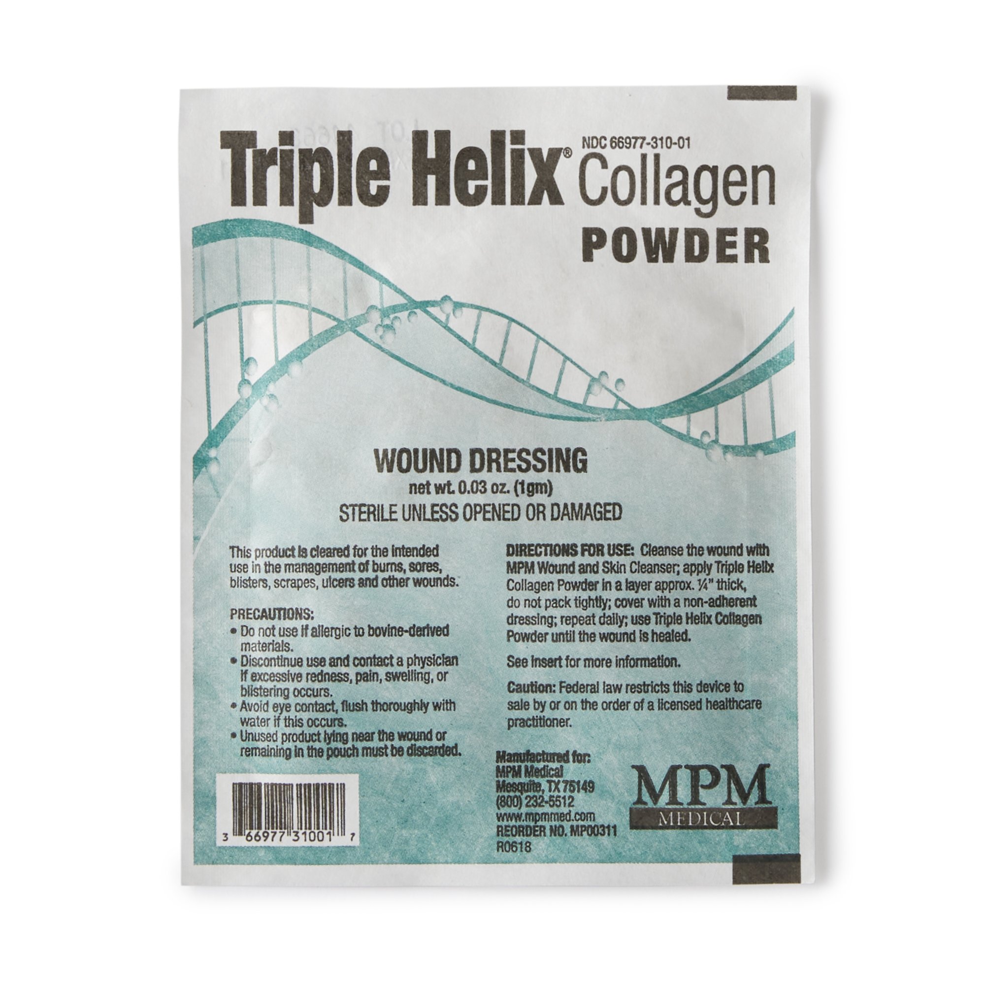 MPM Medical MP00311 - Triple Helix® Collagen Powder, 1 Gram - 1/Each, 5/Bag, 50/Case