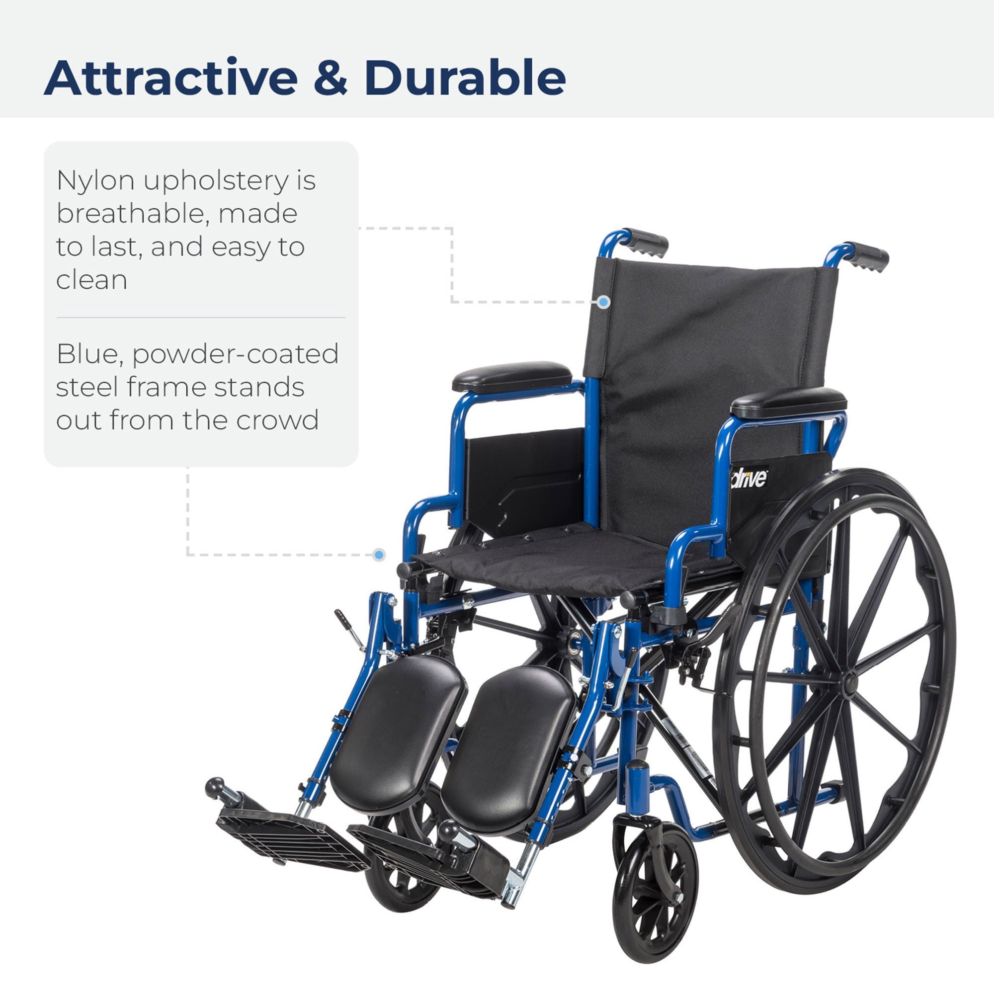 Drive DeVilbiss Healthcare - BLS16FBD-SF drive™ Blue Streak Wheelchair, 16-Inch Seat Width