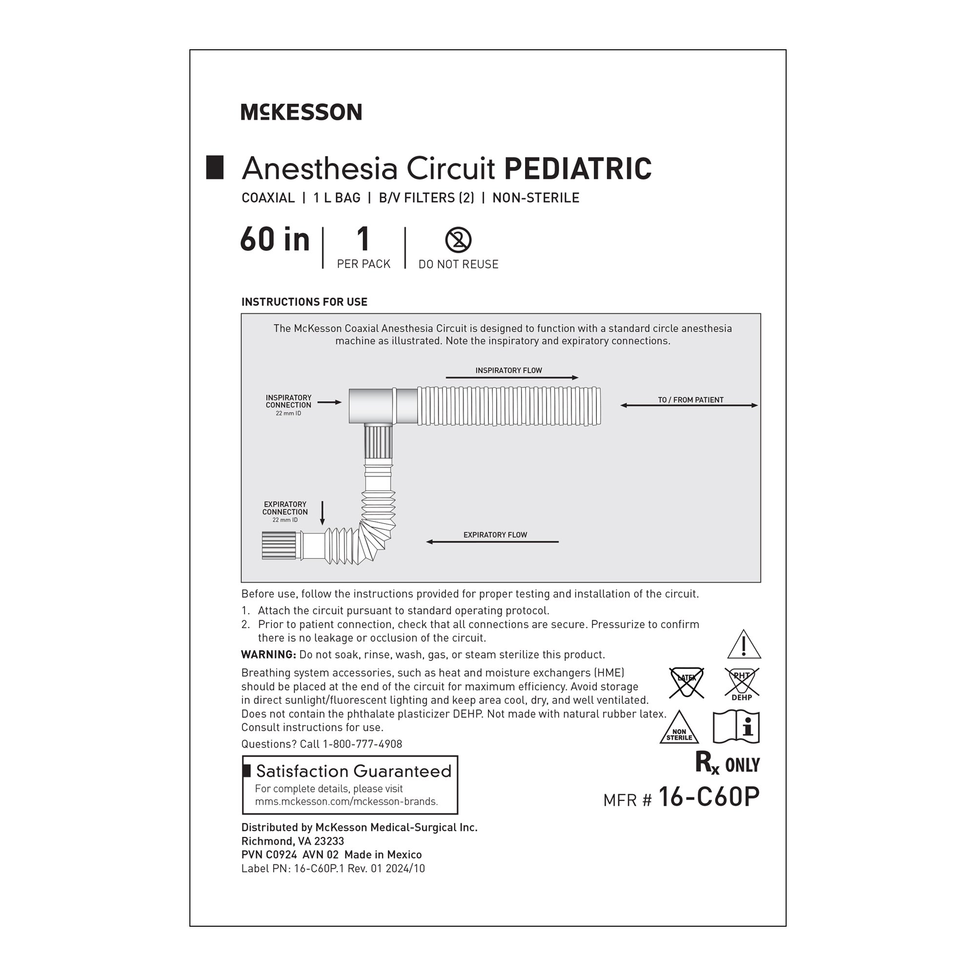 McKesson Brand 16-C60P - McKesson Anesthesia Circuit - 1/Each, 20/Case