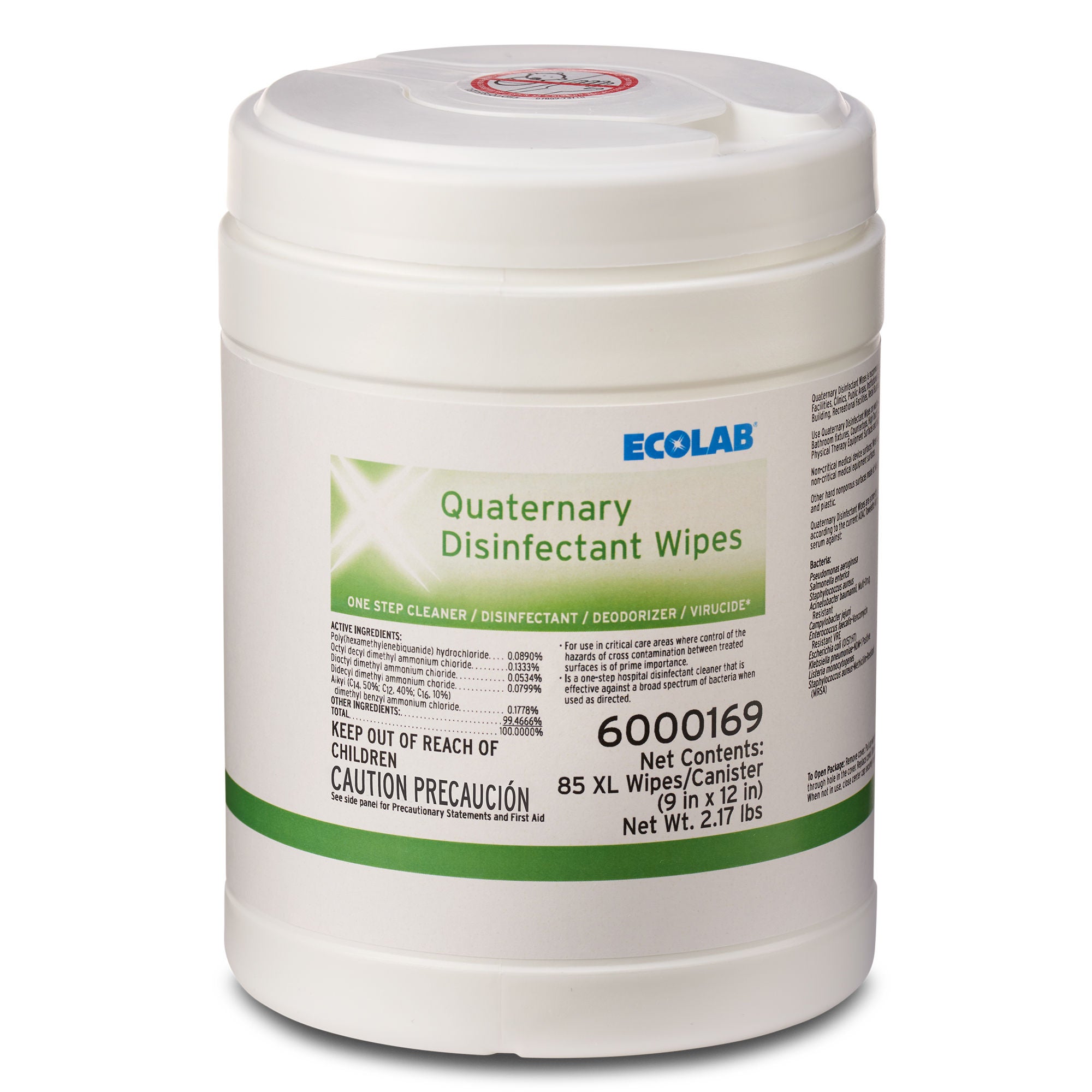 Ecolab - 6000169 Surface Disinfectant Ecolab® Premoistened Manual Pull Wipe 85 Count Canister Scented NonSterile