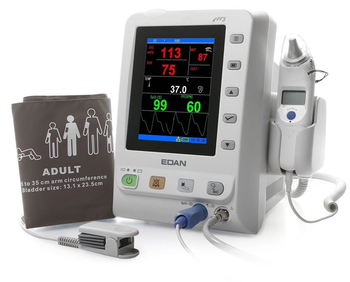 EdanUSA & MDPro - M3_NST Vital Signs Monitor Edan® M3 Series Monitoring NIBP, SpO2, Temperature AC Power / Battery Operated