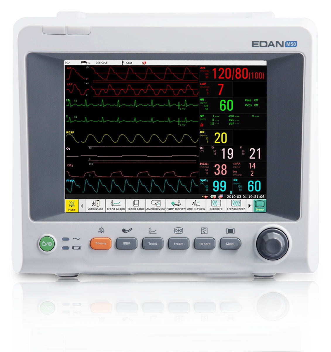 EdanUSA & MDPro - IM50 Patient Monitor Edan® iM50 Series Monitoring ECG, NIBP, Respiratory, SpO2, Temperature AC Power