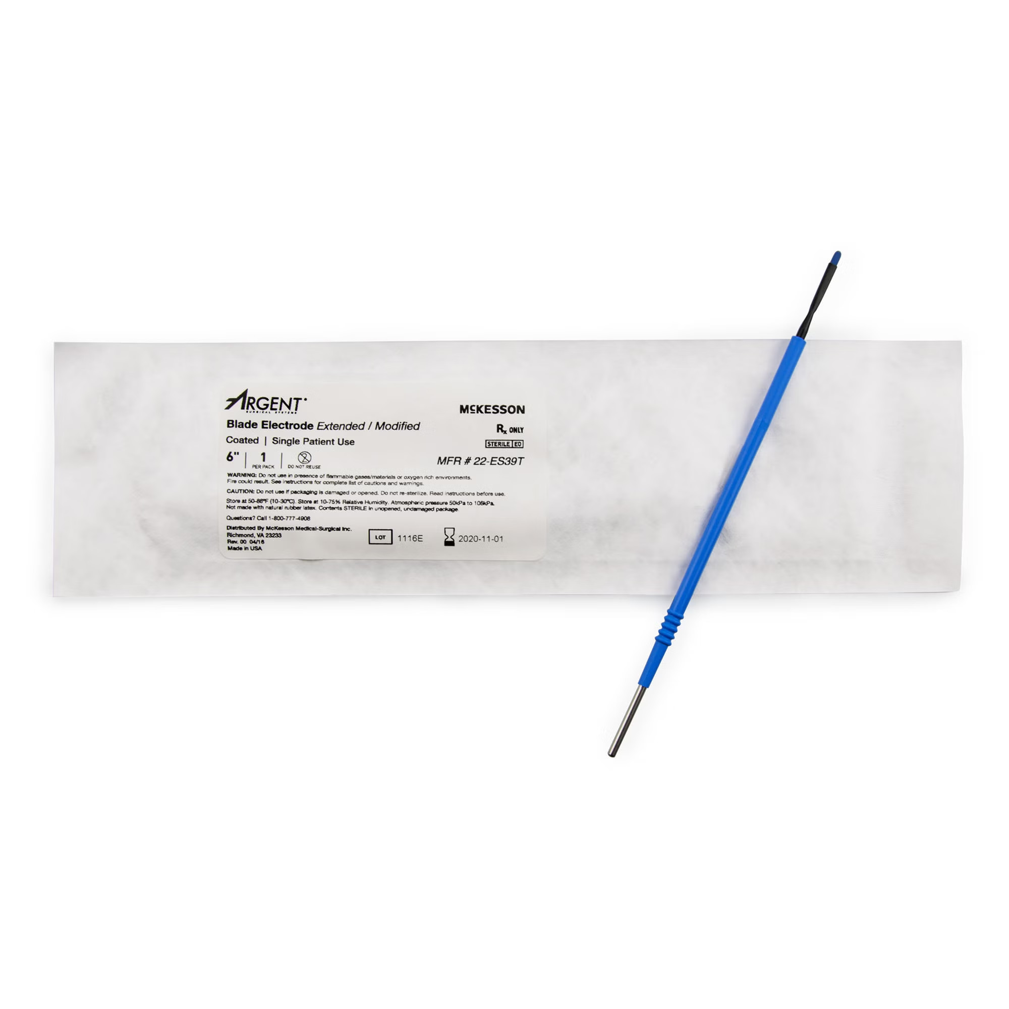 McKesson Brand - 22-ES39T Blade Electrode McKesson Argent™ Coated Stainless Steel Sterile Modified Straight Blade Tip Disposable