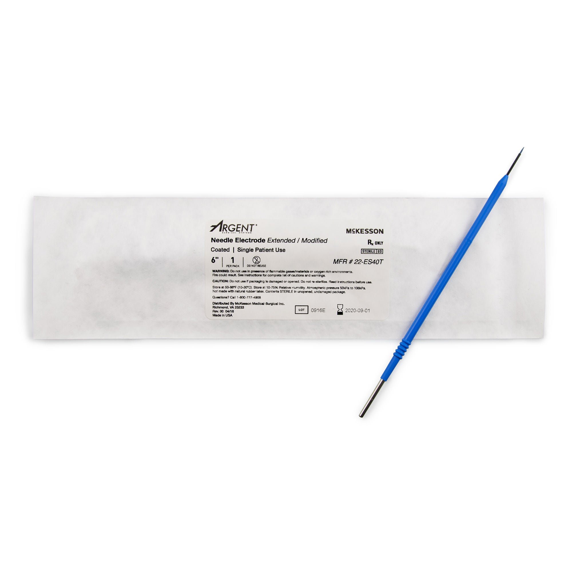 McKesson Brand - 22-ES40T Needle Electrode McKesson Argent™ Coated Stainless Steel Sterile Modified Needle Tip Disposable