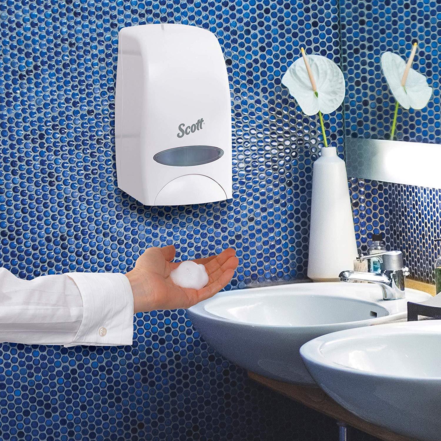 Kimberly Clark - 92144 Hand Hygiene Dispenser Scott® Essential™ White Plastic Manual Push 1 Liter Wall Mount