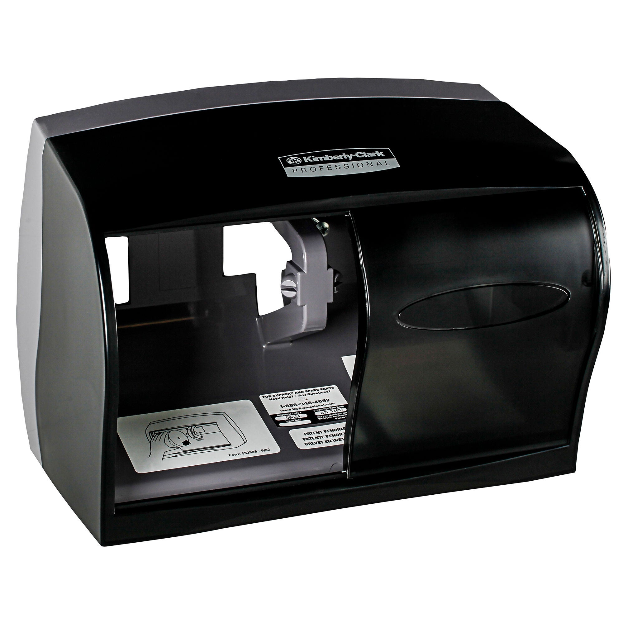 Kimberly Clark - 09604 Toilet Tissue Dispenser K-C PROFESSIONAL Black Smoke Plastic Manual Pull Double Roll Wall Mount