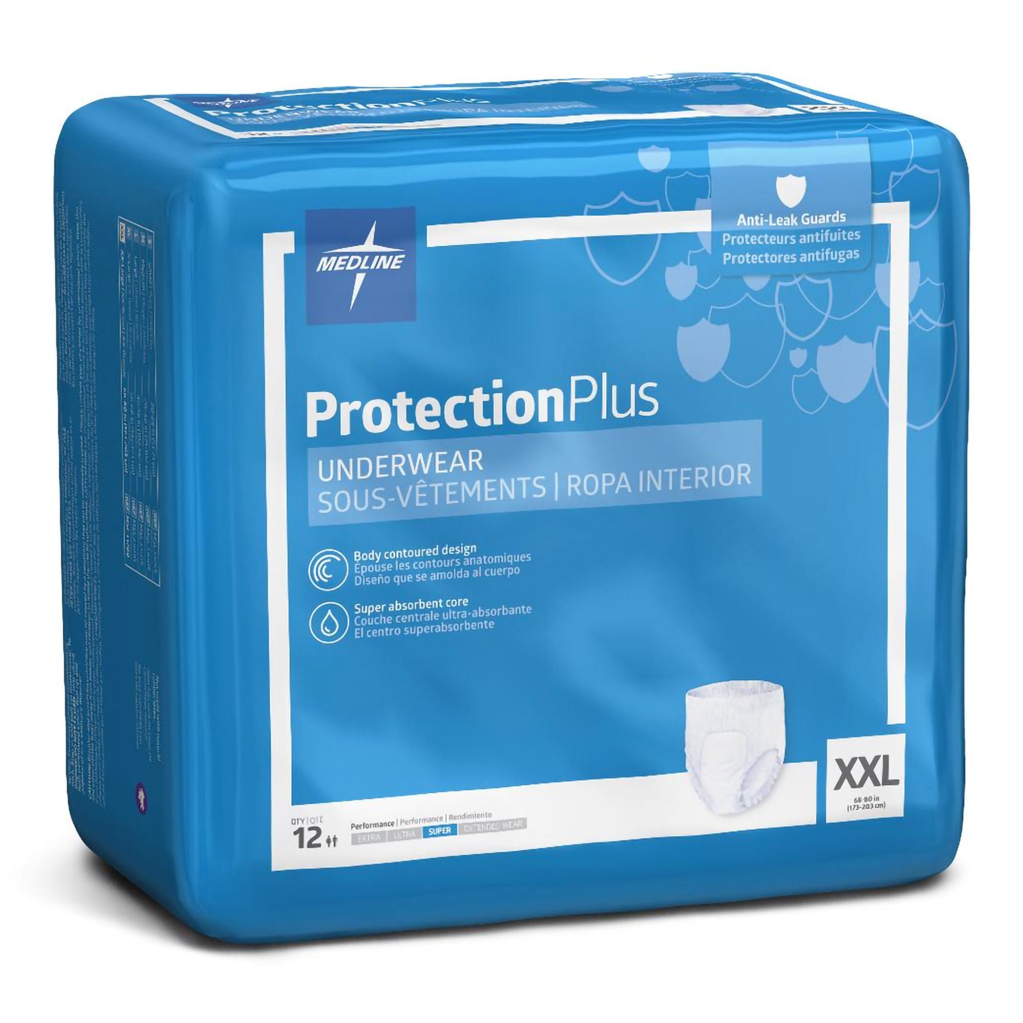 Medline - MSC33700 Absorbent Underwear FitRight® Super Pull On with Tear Away Seams Adult 2X-Large Unisex Disposable Heavy Absorbency