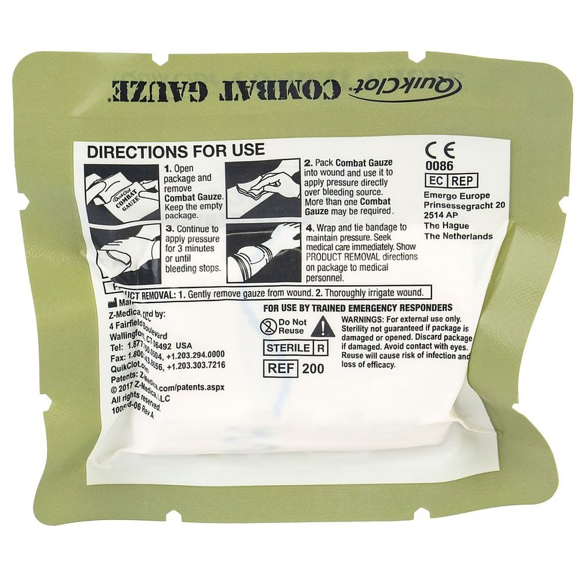 QuikClot Combat Gauze Hemostatic Dressing 200 by Teleflex