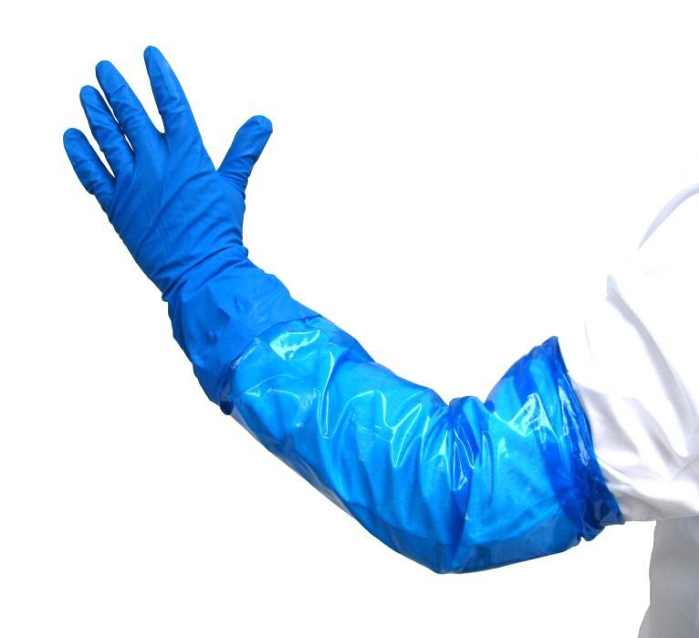 Healthmark Industries 41580 - Utility Glove Sleeve Gloves Large Nitrile Green / Blue 28 Inch Length Elastic Cuff NonSterile - 50/Bx