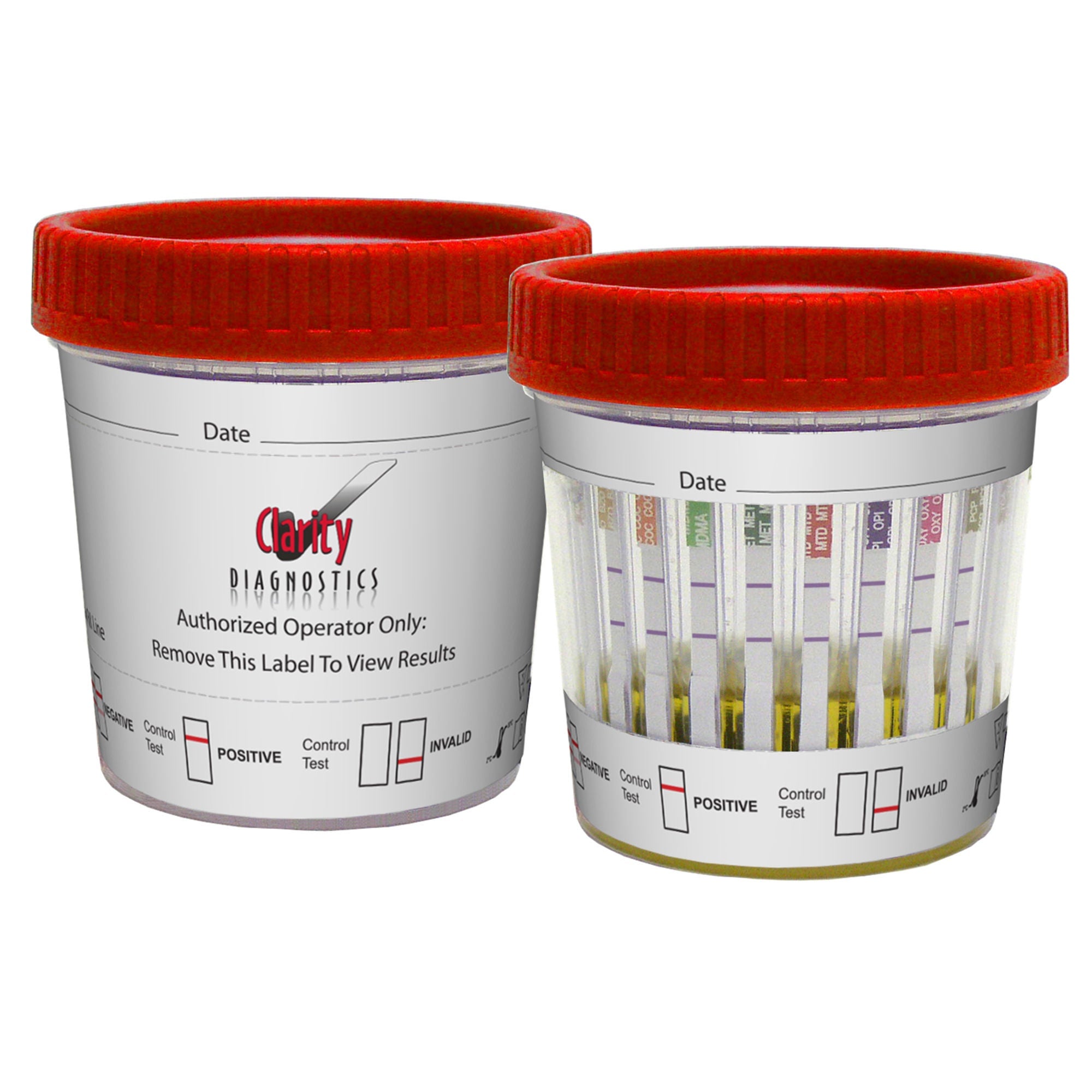Clarity Lab Group LLC - CD-CDOA-612 Drugs of Abuse Test Kit T-Cup® Compact AMP, BAR, BUP, BZO, COC, mAMP/MET, MDMA, MTD, OPI300 (MOP), OXY, PCP, THC 25 Tests CLIA Waived