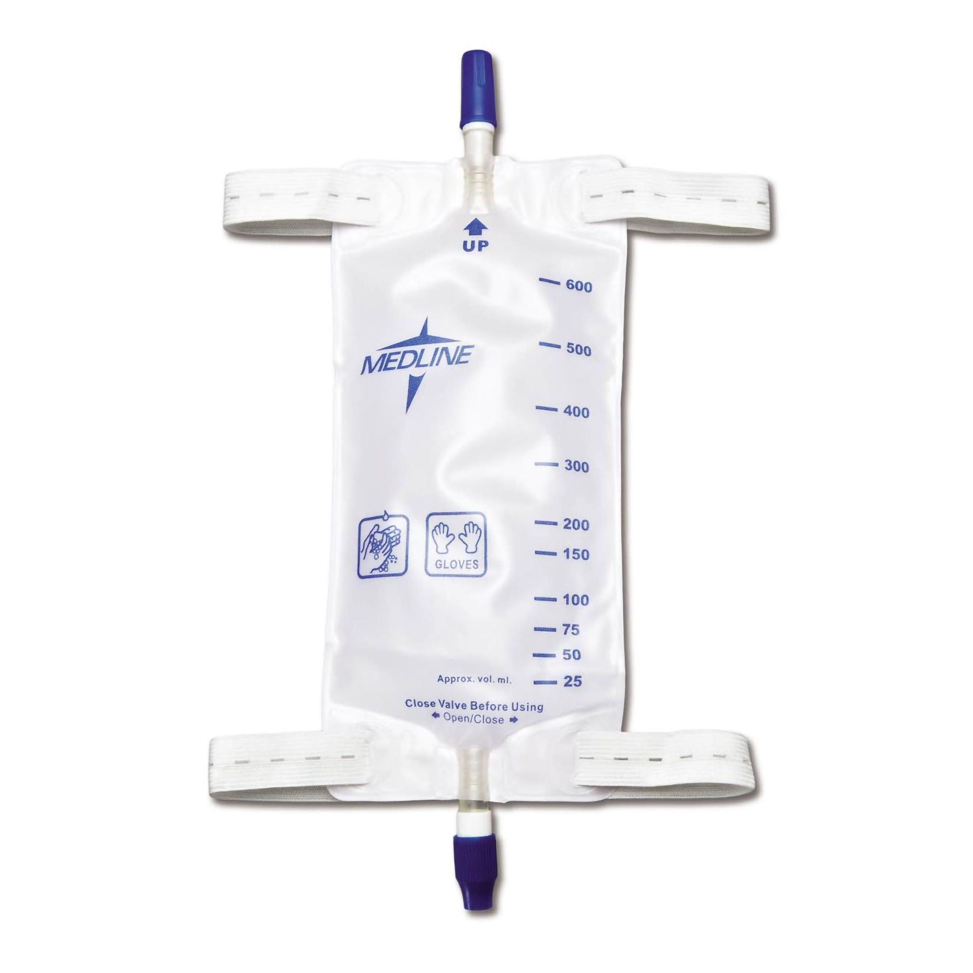 Medline - DYND12575 Urinary Leg Bag Medline® Anti-Reflux Valve Sterile 600 mL Vinyl