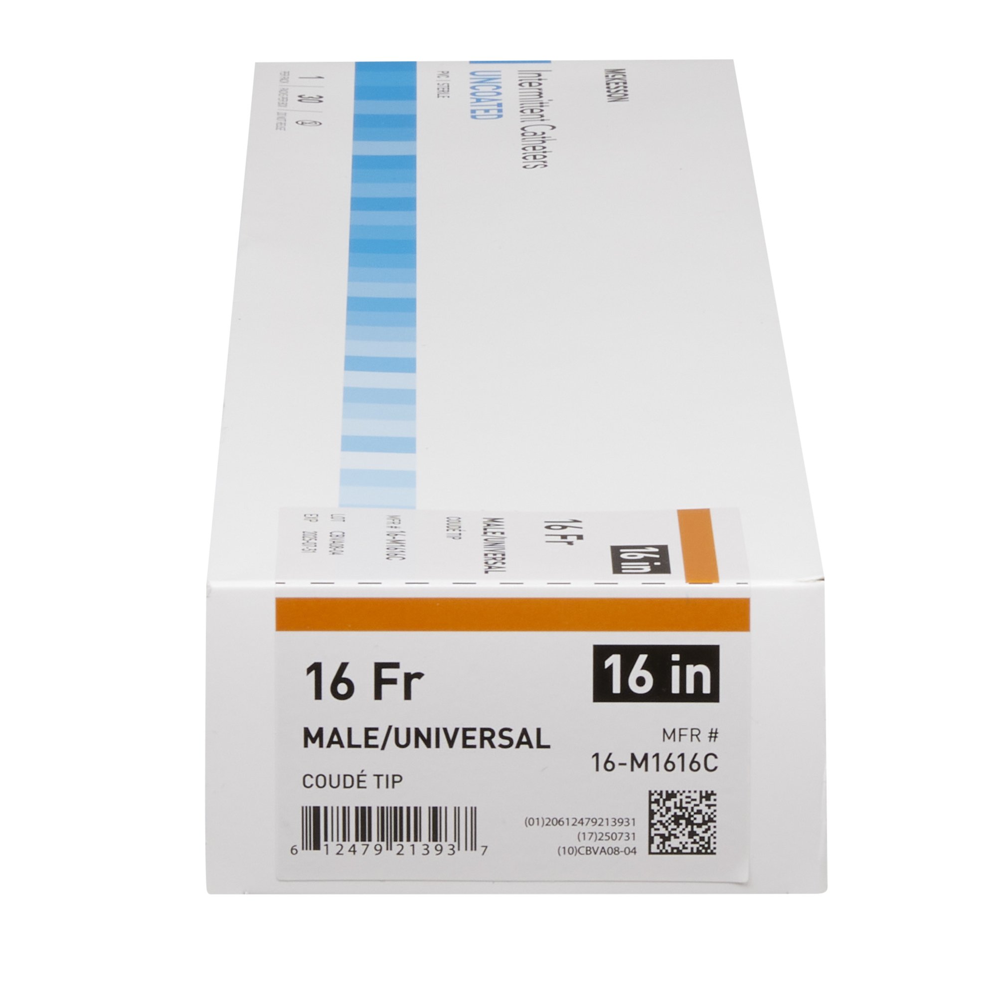 McKesson Brand 16-M1616C - McKesson Male Urethral Catheter, 16 Fr, Coudé Tip - 1/Each, 30/Box, 300/Case