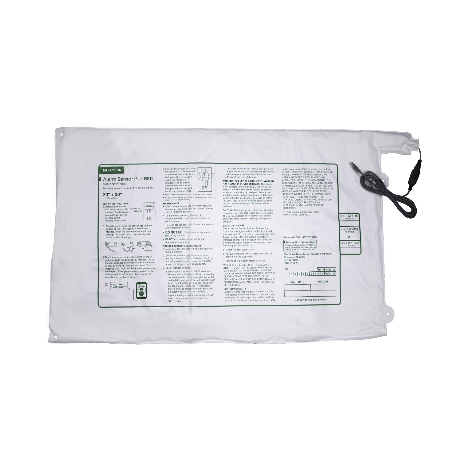 McKesson Brand - 162-1133 McKesson Bed Alarm Sensor Pad