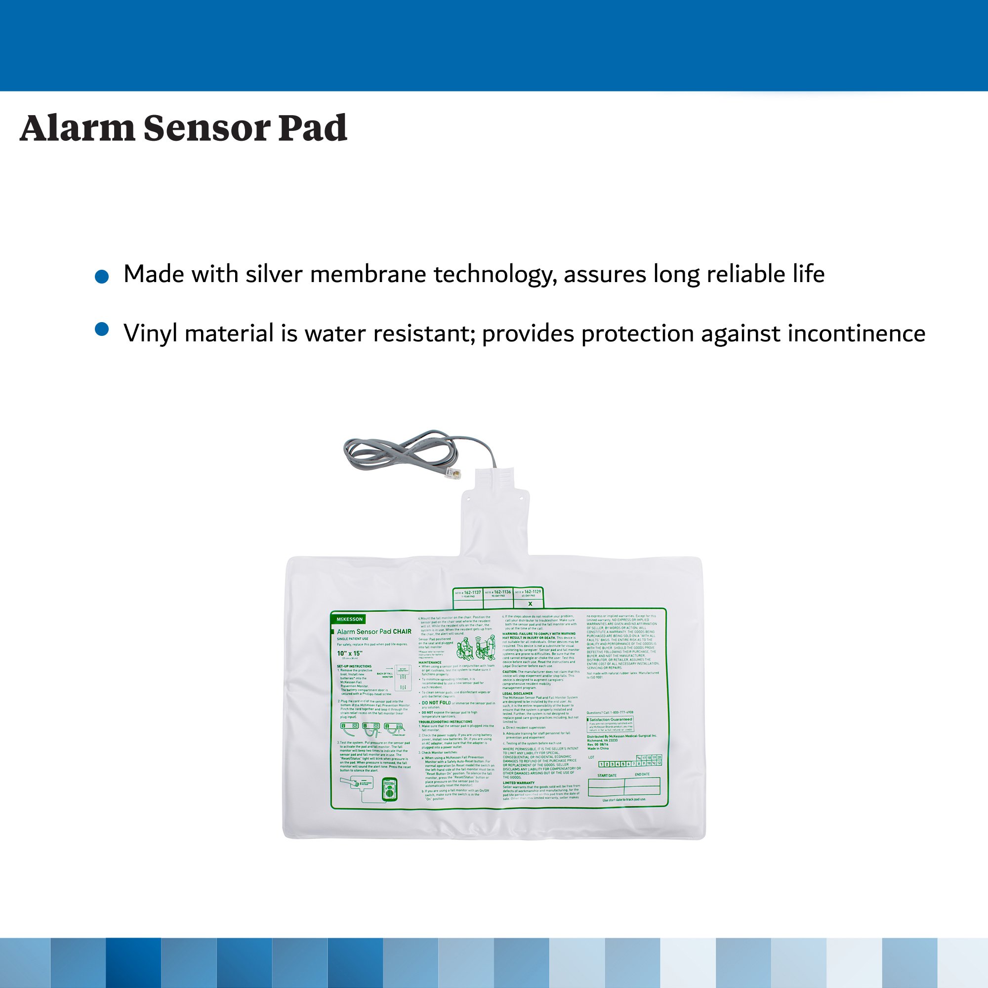 McKesson Brand 162-1129 - McKesson Chair Alarm Sensor Pad, 10 x 15 Inch - 1/Each, 50/Case