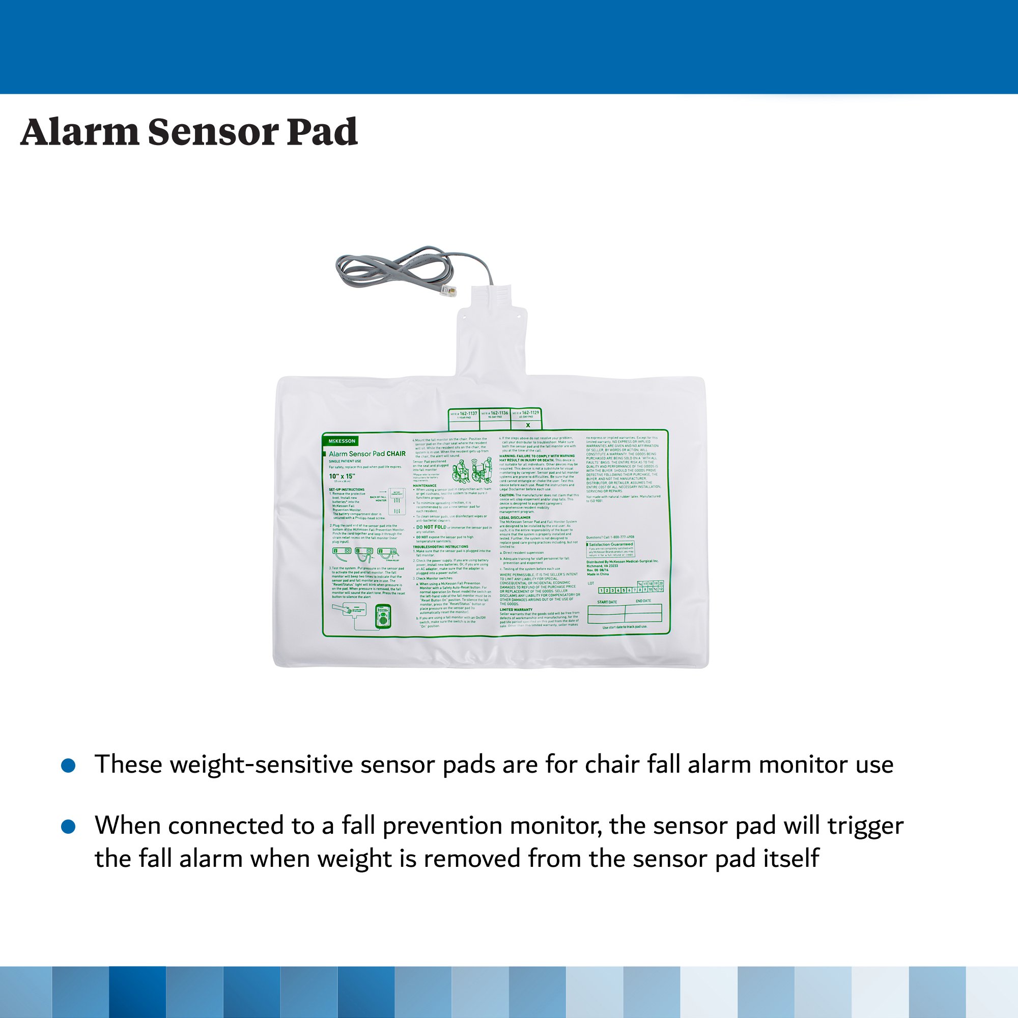McKesson Brand 162-1129 - McKesson Chair Alarm Sensor Pad, 10 x 15 Inch - 1/Each, 50/Case