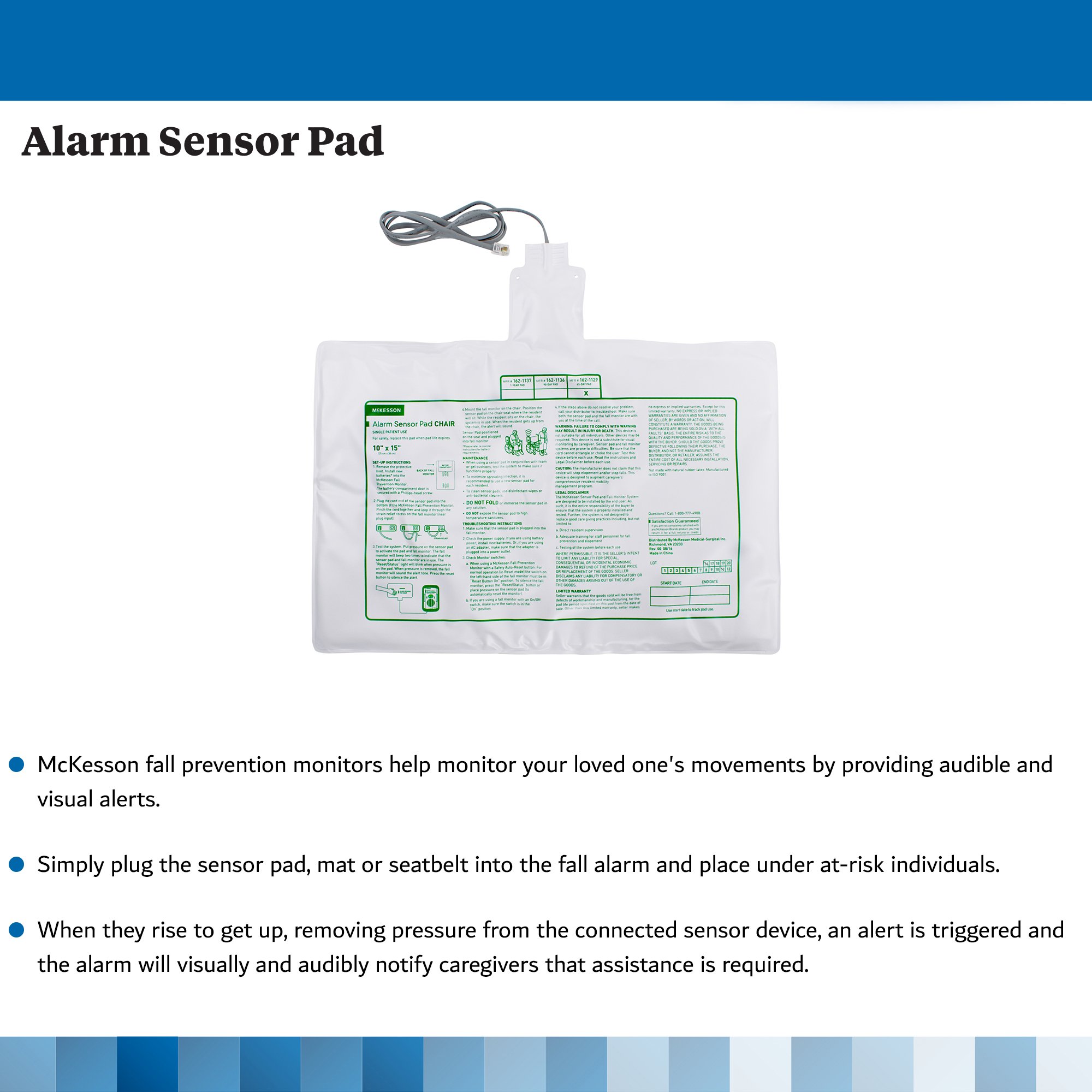 McKesson Brand 162-1129 - McKesson Chair Alarm Sensor Pad, 10 x 15 Inch - 1/Each, 50/Case