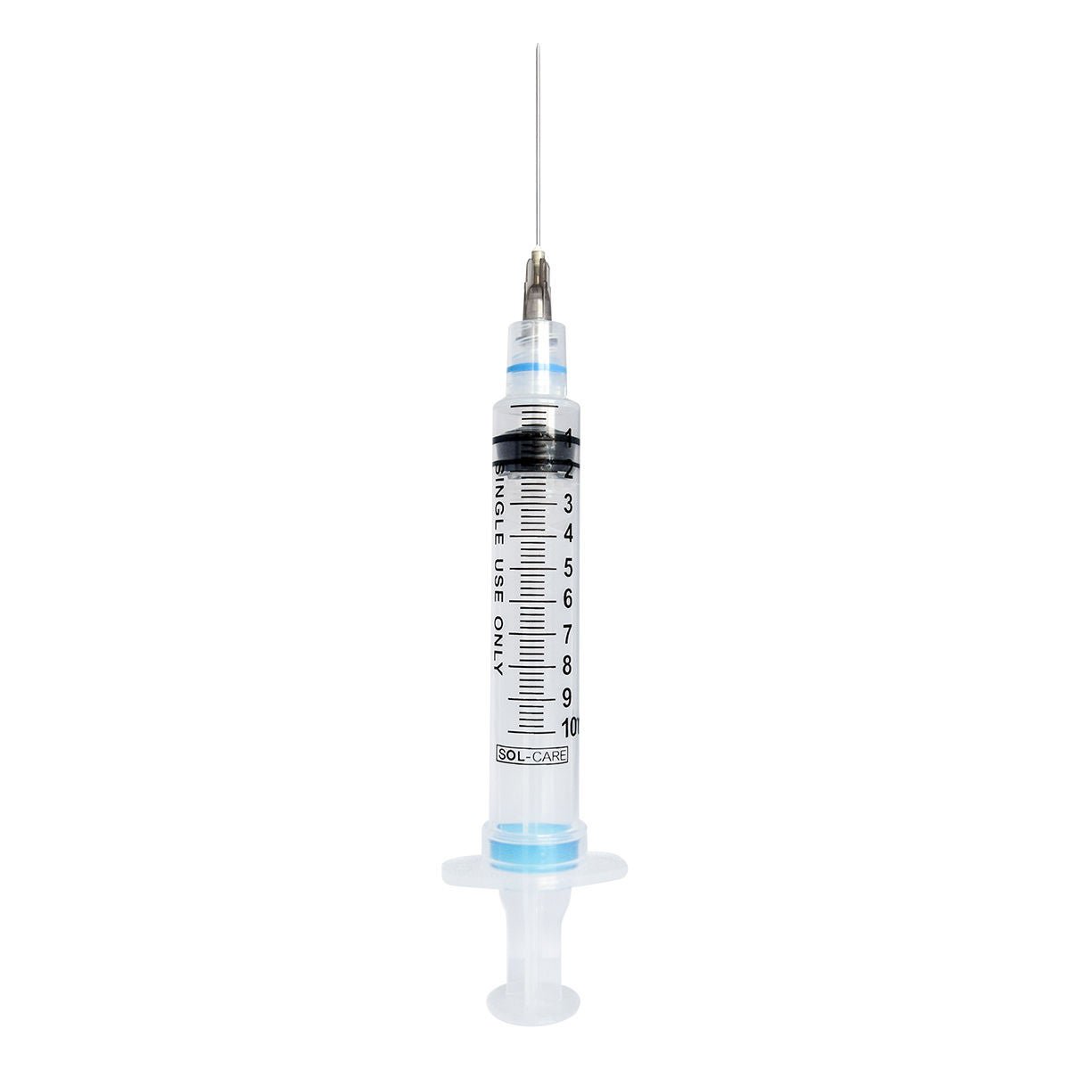 Sol-Millennium Medical - 160076IM Safety Hypodermic Syringe with Needle Sol-Care™ 10 mL 1-1/2 Inch 22 Gauge Retractable Safety Needle Regular Wall
