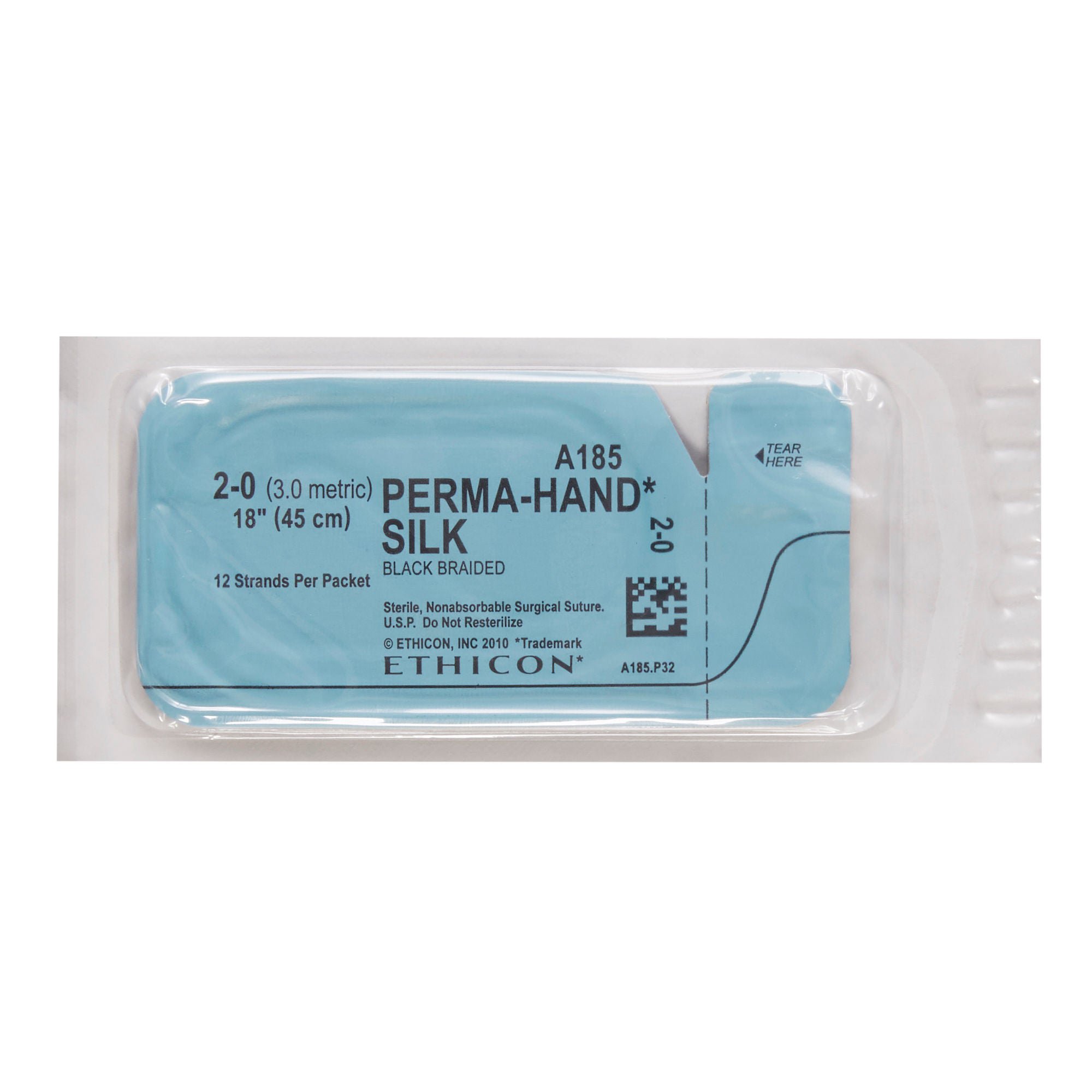 J & J Healthcare Systems - A185H Nonabsorbable Suture without Needle Perma - Hand™ SUTUPAK™ Silk Size 2-0 18 Inch Suture Braided